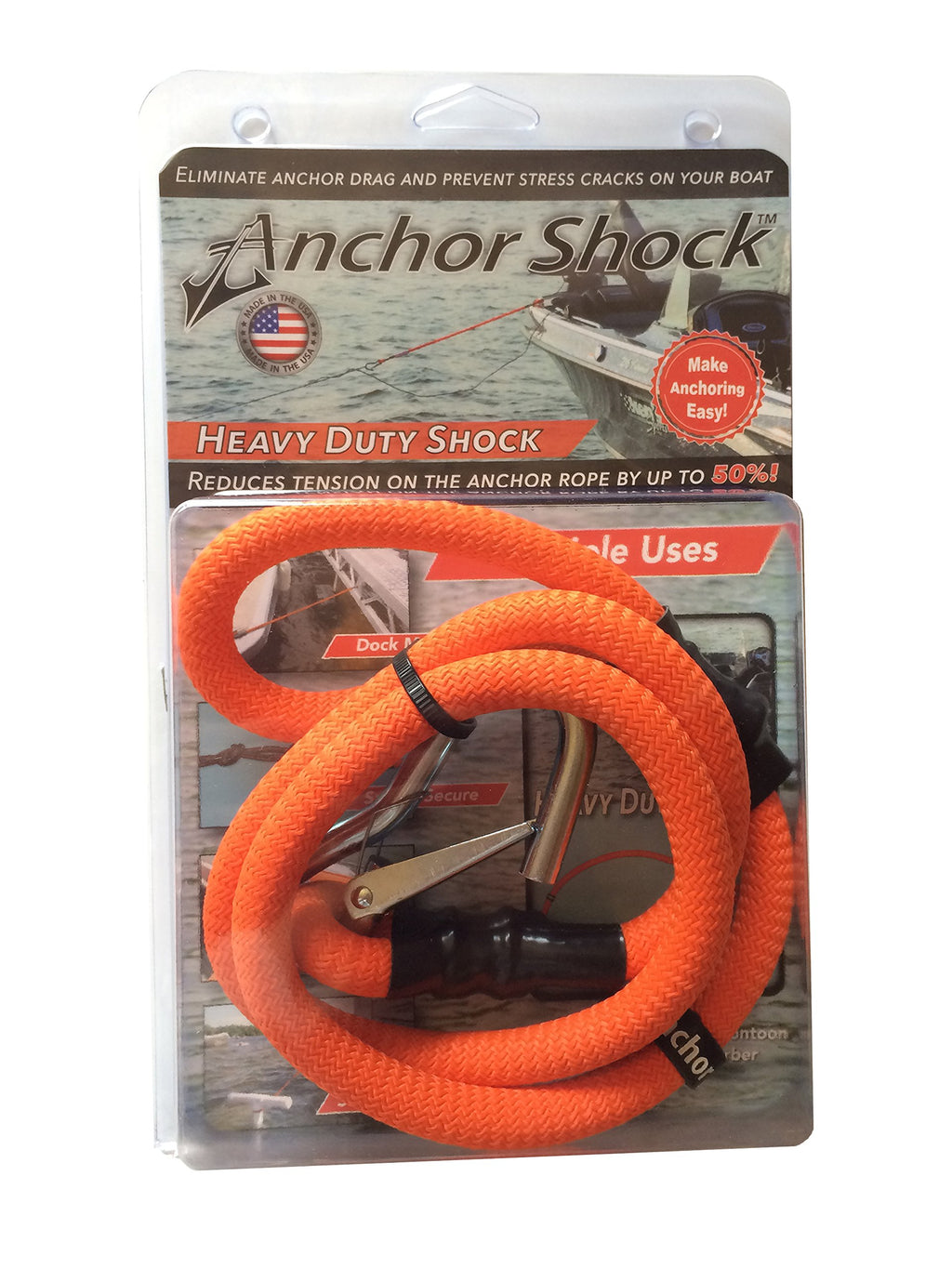 Anchor Shock Heavy Duty Bungee Line Boat Rope Anchor & Shock Absorber, 60'', Accessories For Pontoon, Kayak, Jet Ski Protection