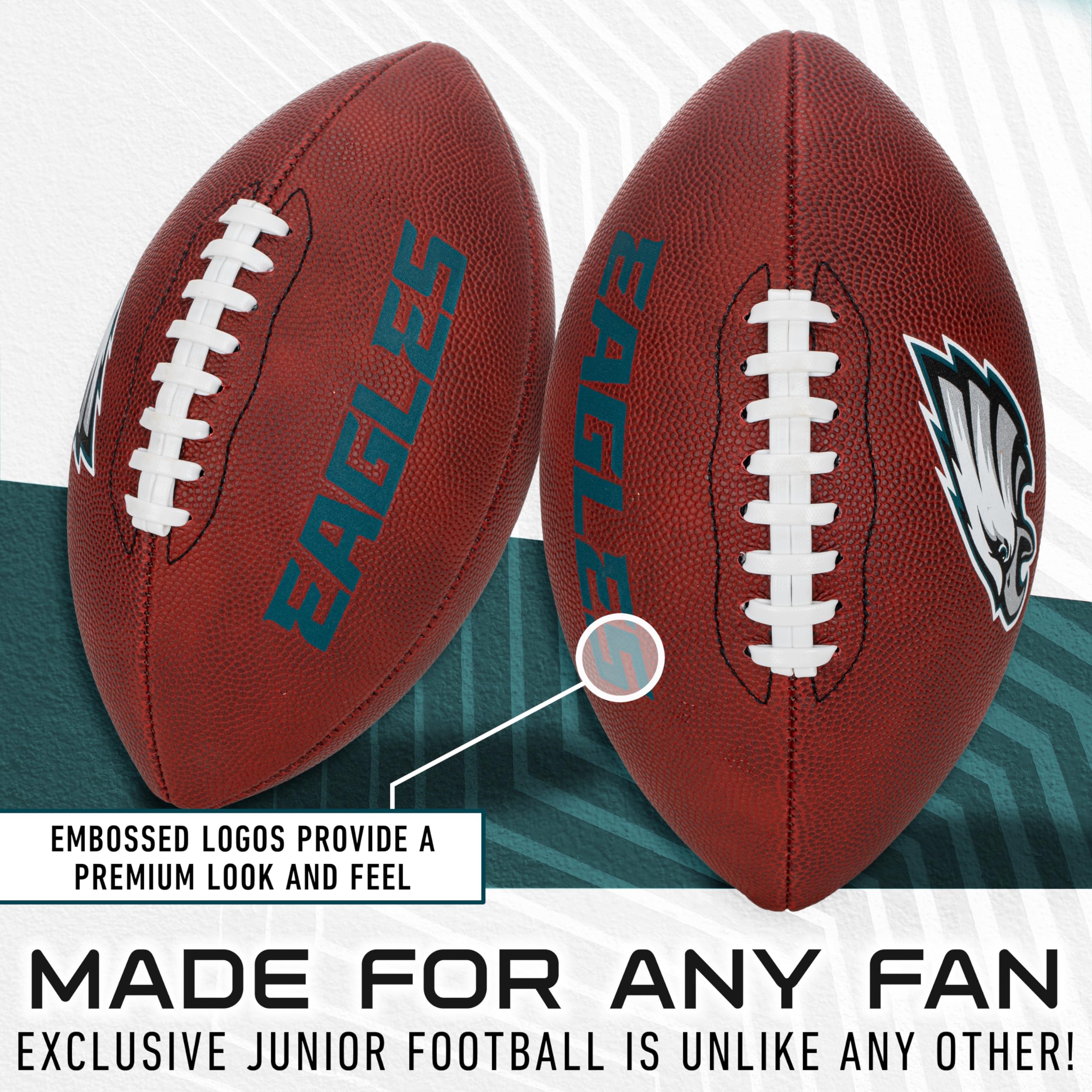 Franklin Sports Nfl Philadelphia Eagles Football - Youth Junior Size Football For Kids - Official Nfl Team Logo + Colors Youth B