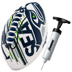 Franklin Sports Nfl Seattle Seahawks Football - Youth Mini Football - 8.5'' Junior Size Ball - Spacelace Easy Grip Texture- Perf