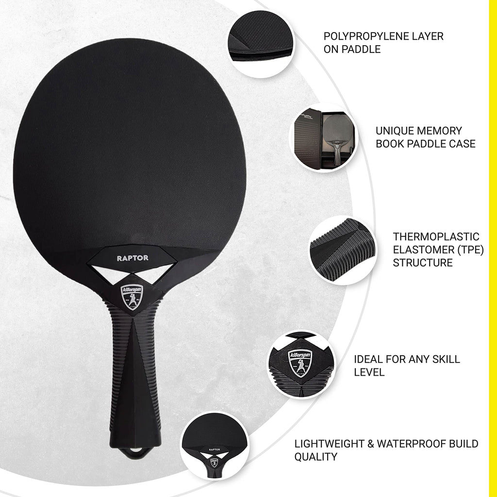 Killerspin Impact Raptor Outdoor Paddle, Table Tennis Paddles, Table Tennis Racket, Ping Pong Paddle Case, Table Tennis Equipmen