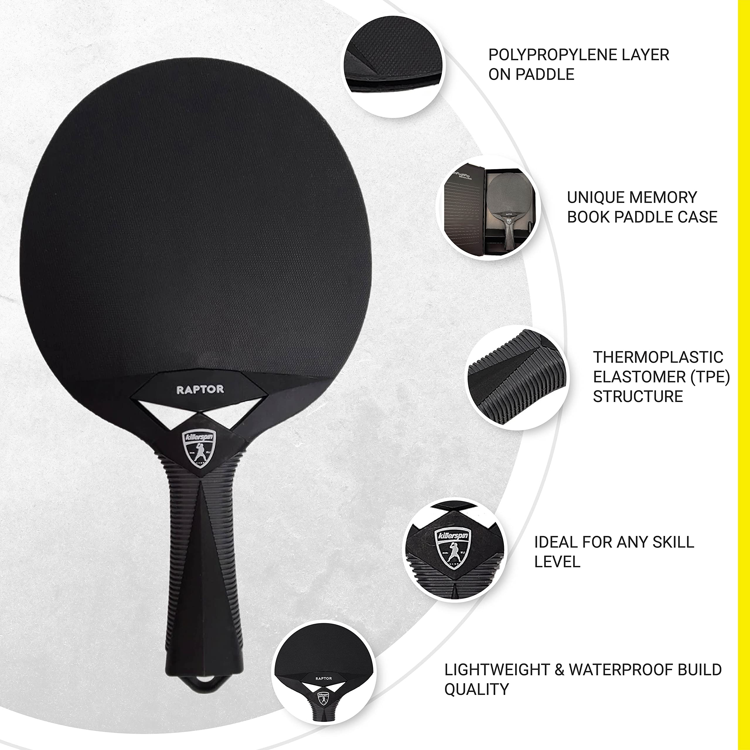 Killerspin Impact Raptor Outdoor Paddle, Table Tennis Paddles, Table Tennis Racket, Ping Pong Paddle Case, Table Tennis Equipmen