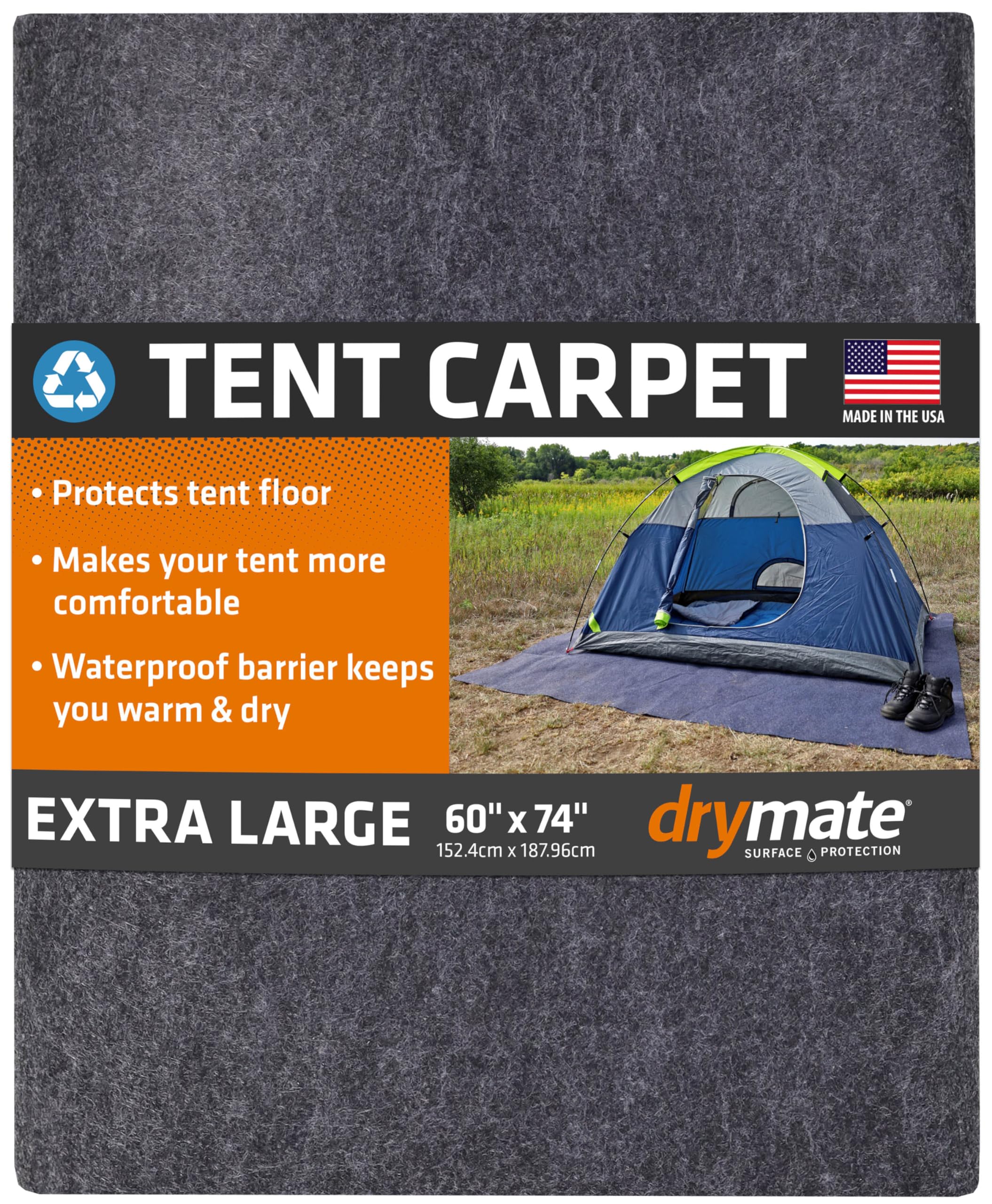Drymate Tent Carpet Mat, Protective Waterproof Liner Keeps You Warm & Dry, Camping Floor Rug Accessory (60 X 74), Durable, Light