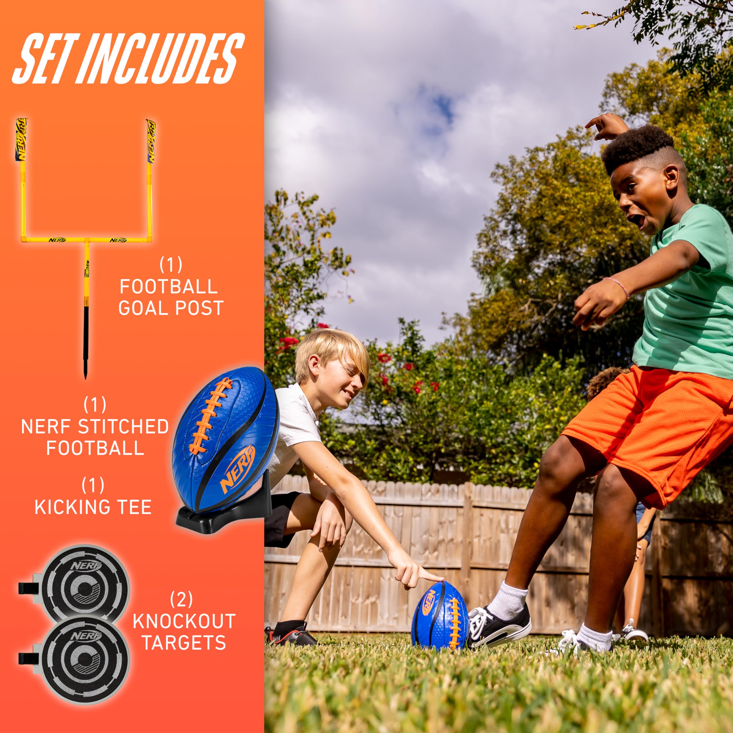 Nerf Punt And Pass Football Goal Post Set - Complete All In One Set - Included Removeable Knockout Targets