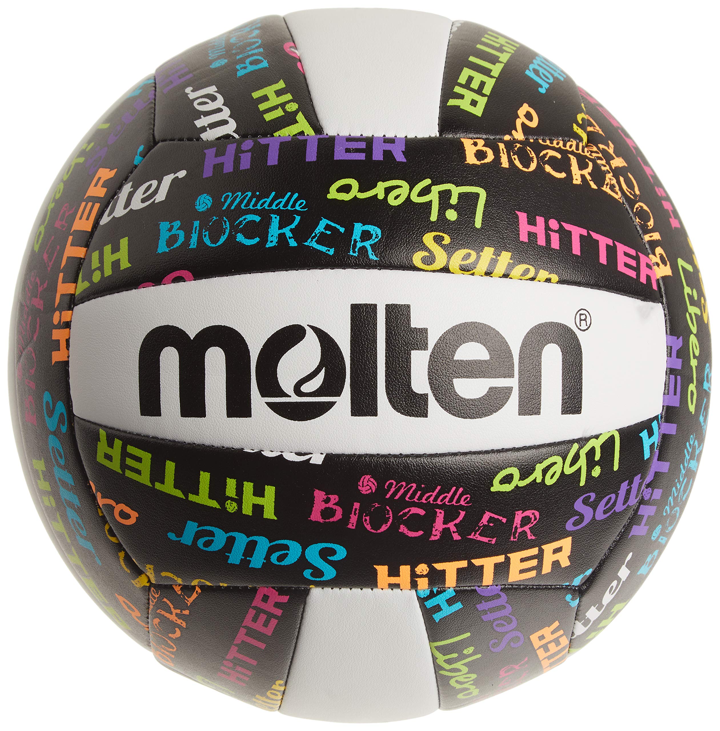 Molten Volleyball Positions Recreational Volleyball, Black/Neon Colors, Official, Ms500-Vbp