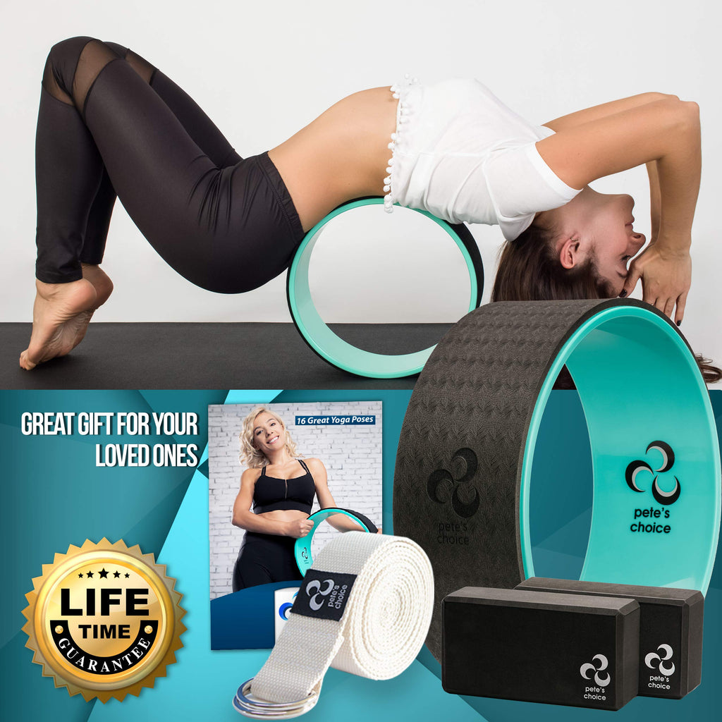 Pete'S Choice Yoga Set For Beginners - Yoga Wheel Kit + 2 Yoga Blocks, Bonus Ebook & Free Yoga Strap | Yoga Starter Kit For Begi