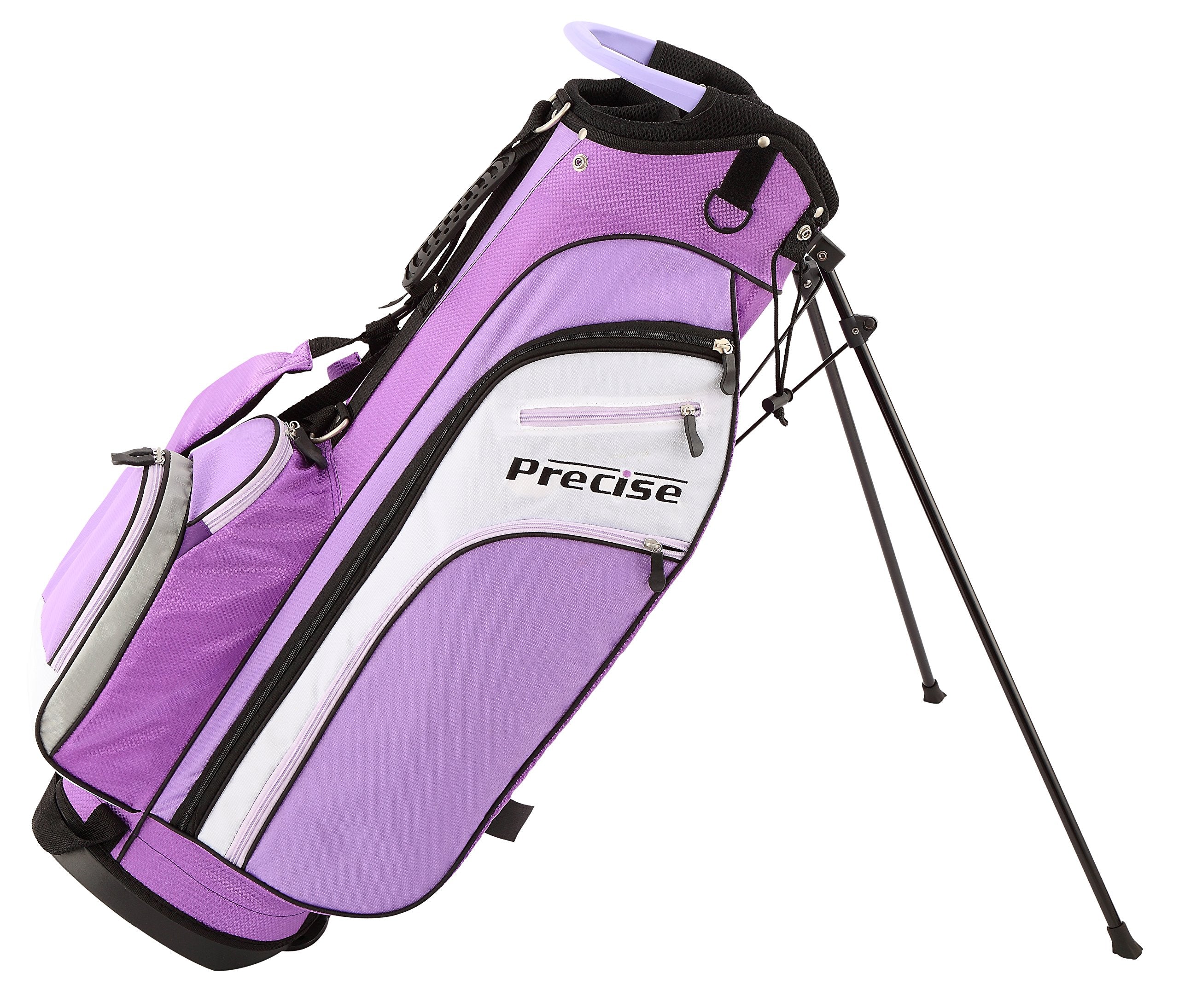 Precise M3 Ladies Womens Complete Golf Clubs Set Includes Driver, Fairway, Hybrid, 7-Pw Irons, Putter, Stand Bag, 3 H/Cs Purple