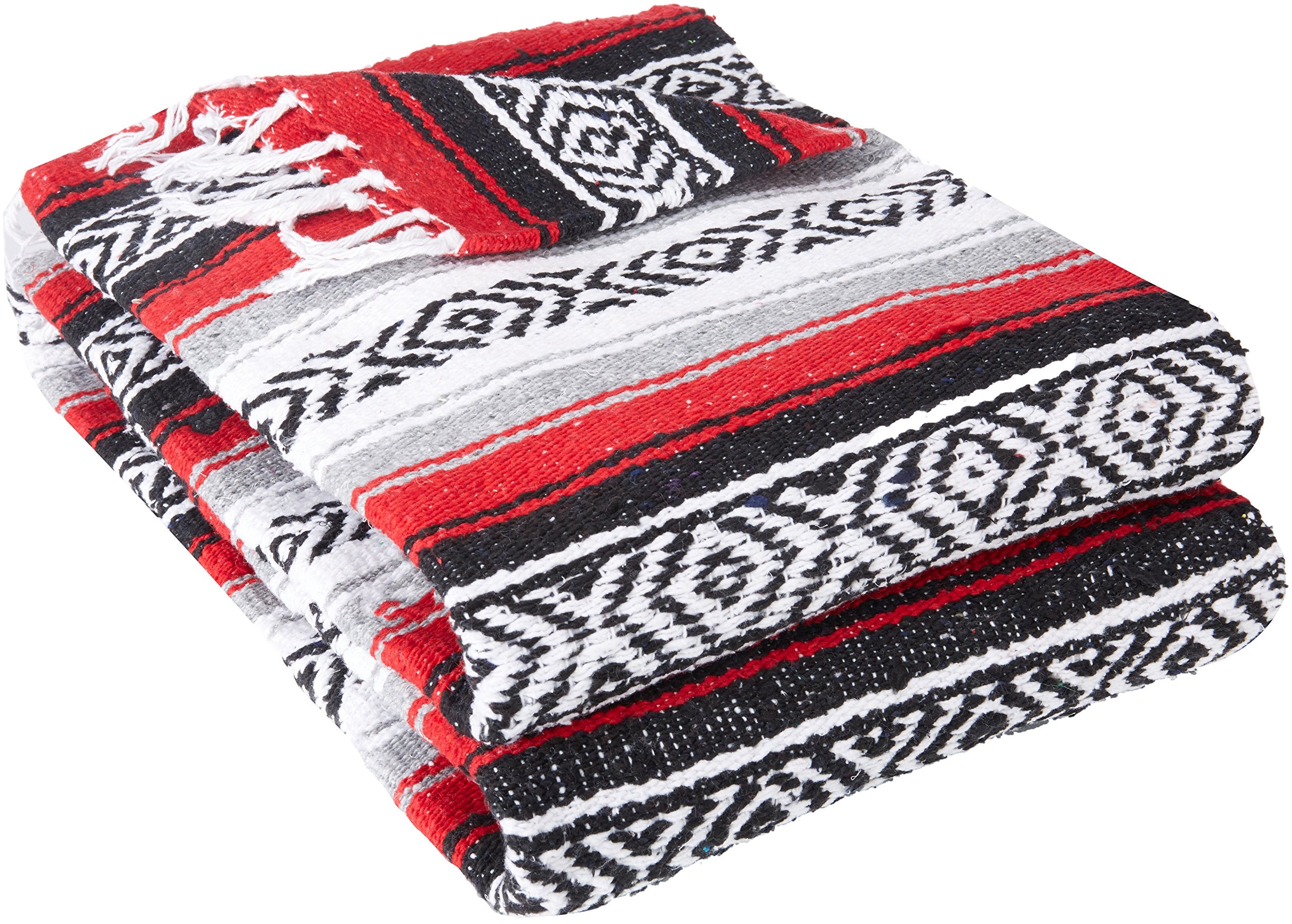 YogaDirect Deluxe Mexican Yoga Blanket, Red, 76-Inch x 57-Inch