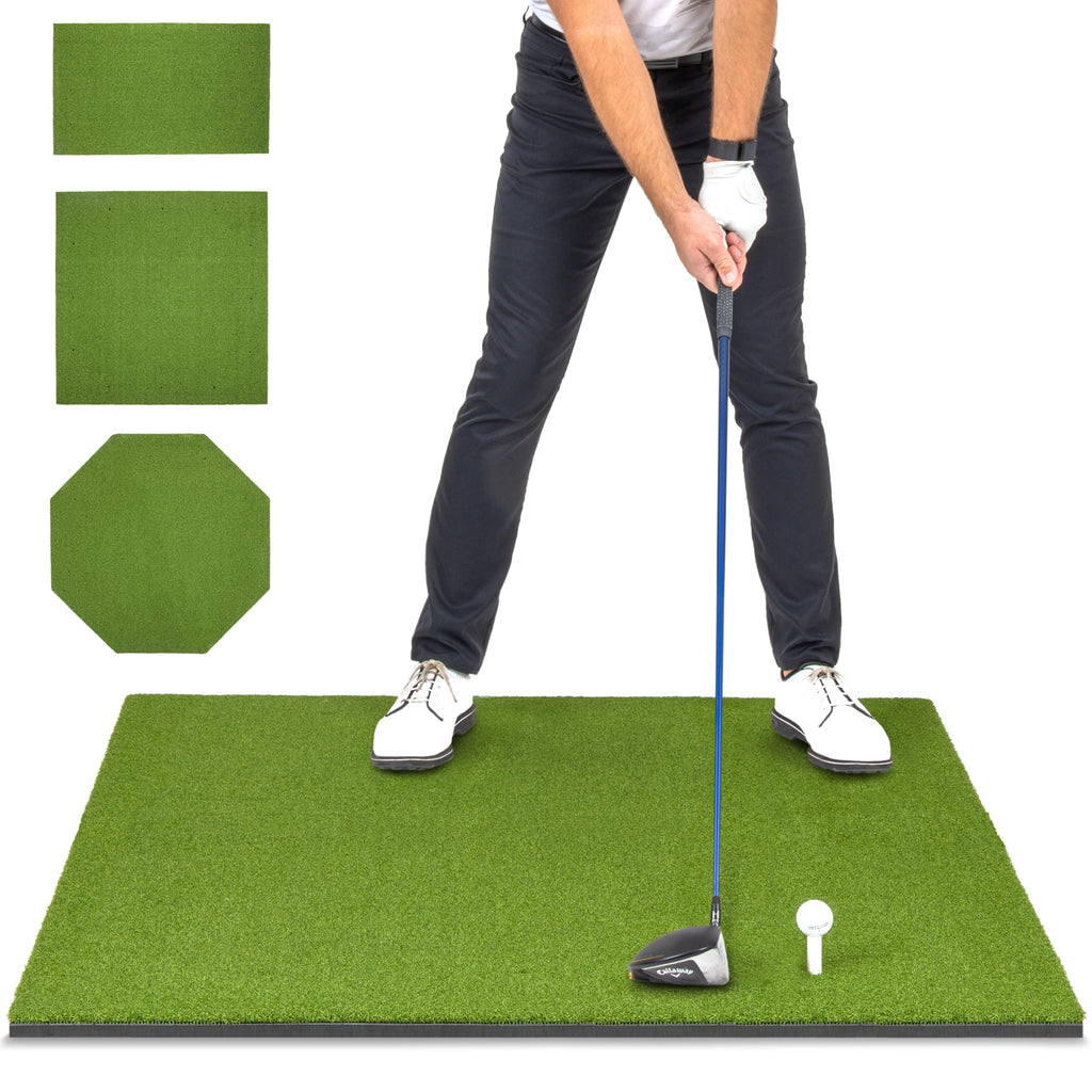 Gosports Golf Hitting Mat - Elite 5 X 4 Ft - 15 Mm Artificial Turf Training Mat For Indoor/Outdoor Swing Practice, Includes 3 Ru