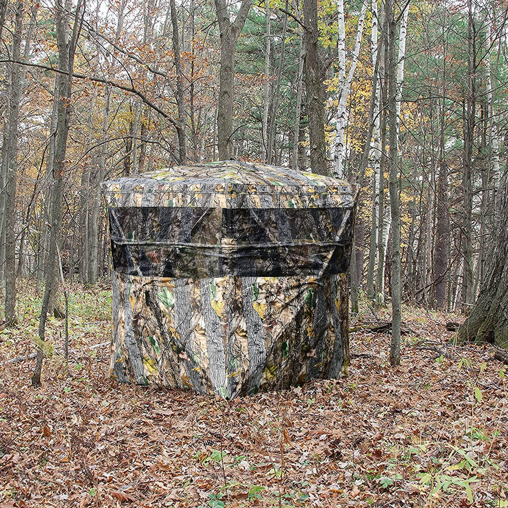 Tangkula 3 Person Pop Up Ground Blind, Portable Hunting Blind With Mesh Windows, Carrying Bag & Ground Stakes, Camouflage Huntin