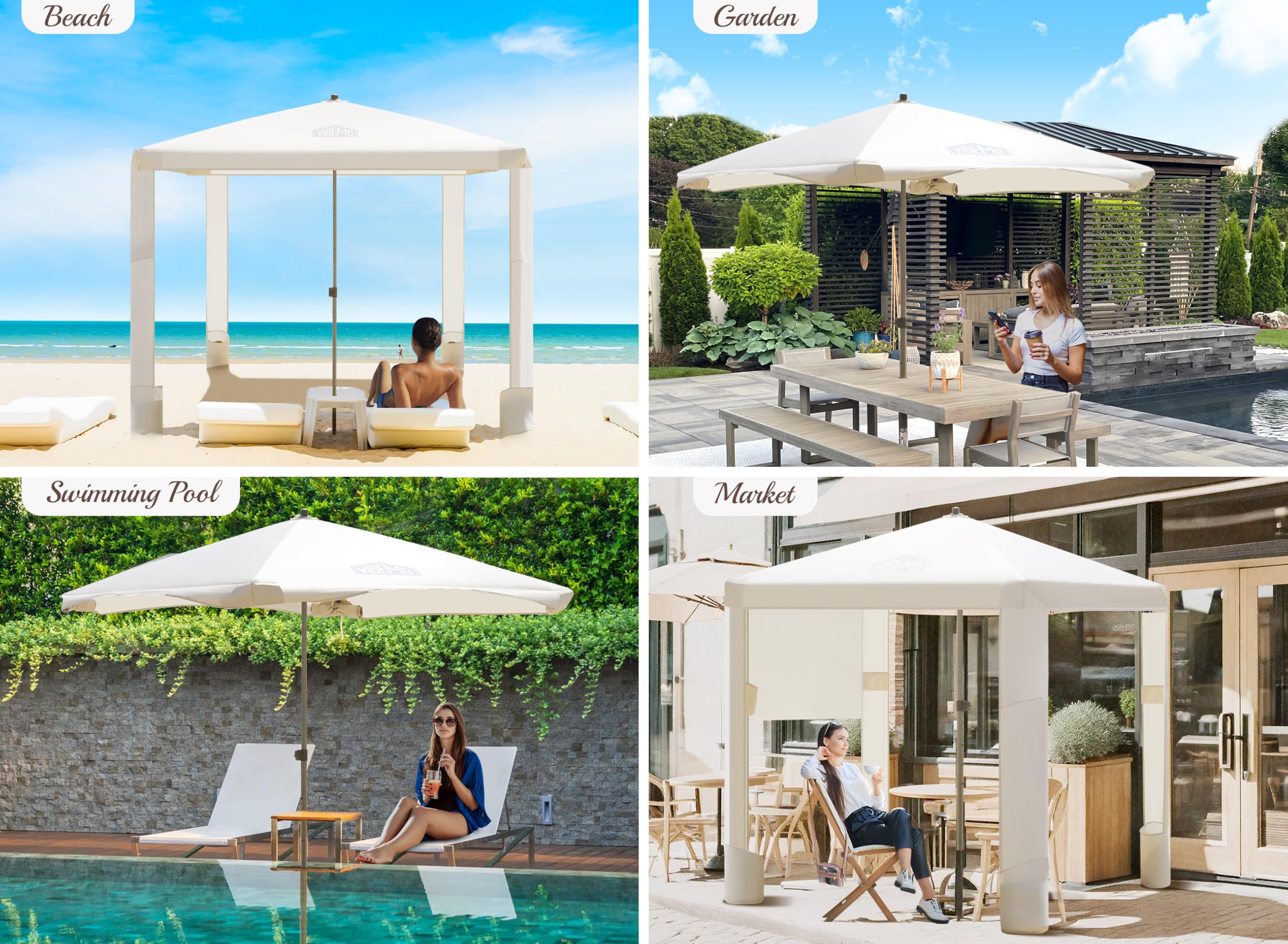 Vibemo Beach Cabana, 6.2 x 6 Portable Canopy with Side Wall, 4 Adjustable Height, UPF 50+ UV Protection, Easy to Set Up Tent,