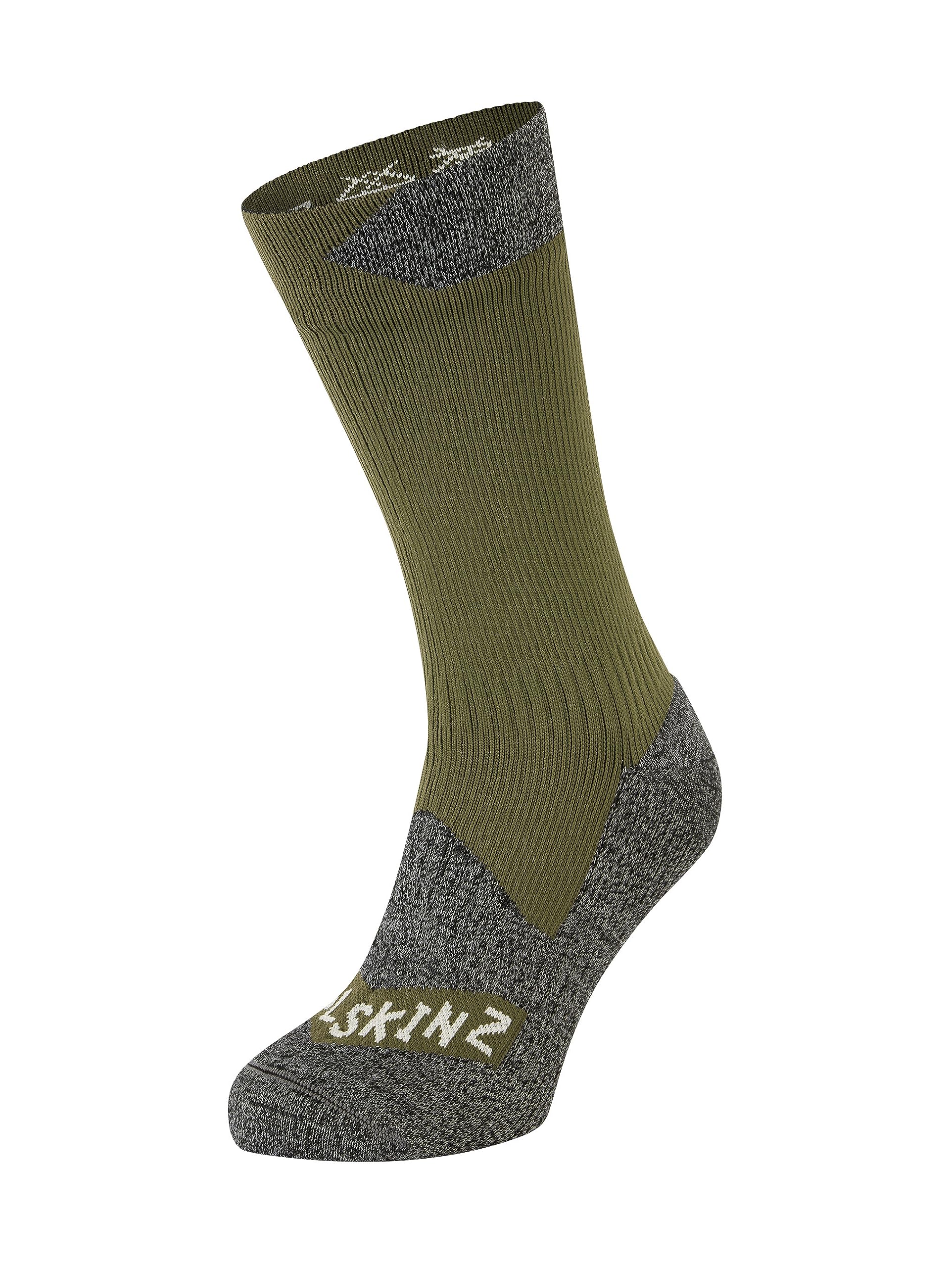SEALSKINZ Raynham Unisex Waterproof All Weather Mid Length Sock, Olive, M