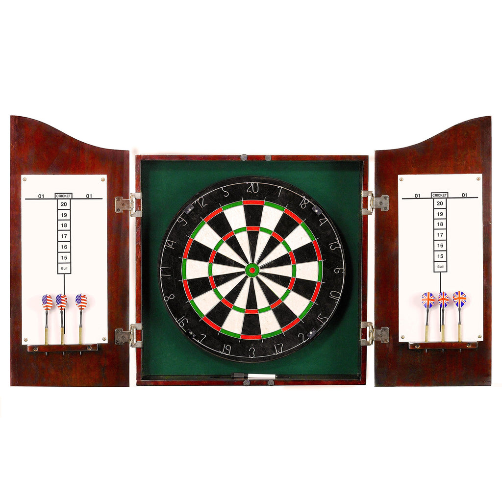 Hathaway Outlaw Free Dartboard And Cabinet Set, Cherry Finish