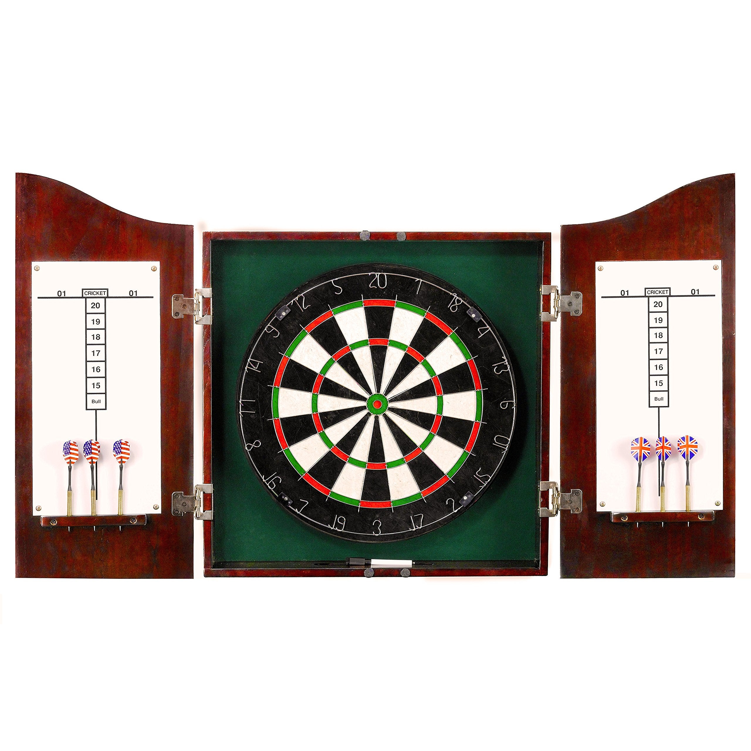 Hathaway Outlaw Free Dartboard And Cabinet Set, Cherry Finish