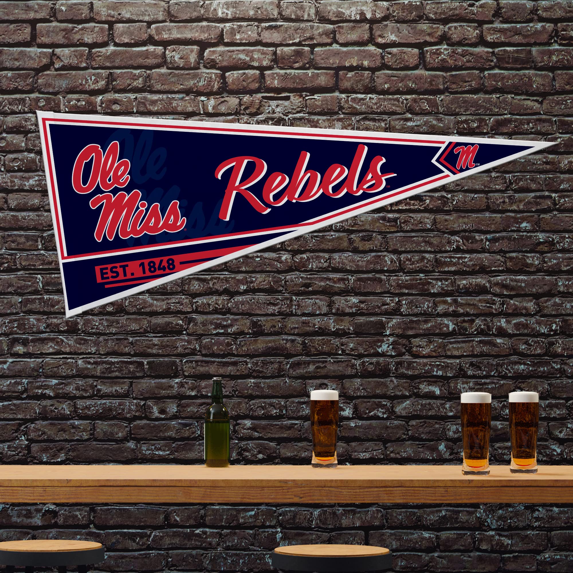 Rico Industries Ncaa Mississippi Rebels - Ole Miss Classic 12'' X 30'' Felt Wall D  Cor Pennant - Great For Home/Bed Room/Man Ca