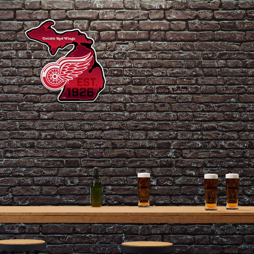 Rico Industries Nhl Detroit Red Wings State Shape Shape Cut Pennant - Home And Living Room D  Cor - Soft Felt Ez To Hang