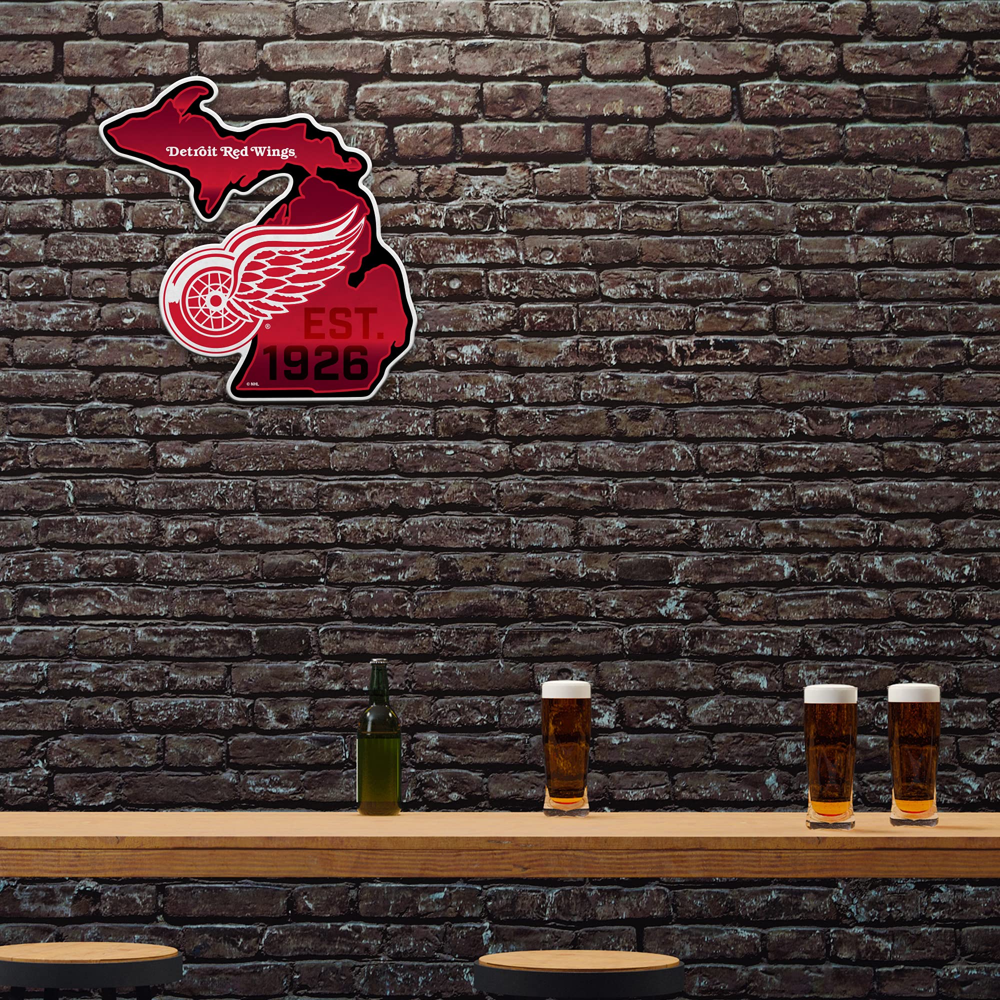 Rico Industries Nhl Detroit Red Wings State Shape Shape Cut Pennant - Home And Living Room D  Cor - Soft Felt Ez To Hang
