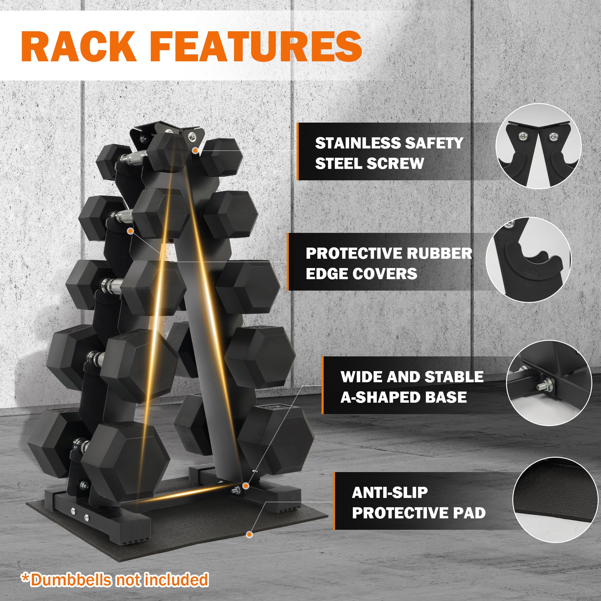 Fitvids Dumbbell Rack A-Frame Weight Rack For Home Gym 5 Tier