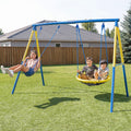 Sportspower My 1st Swing & Saucer Outdoor Playset for Backyard, Belt Swing & 32 Saucer Swing, 300lbs 6.17FT Heavy-Duty Metal A-F