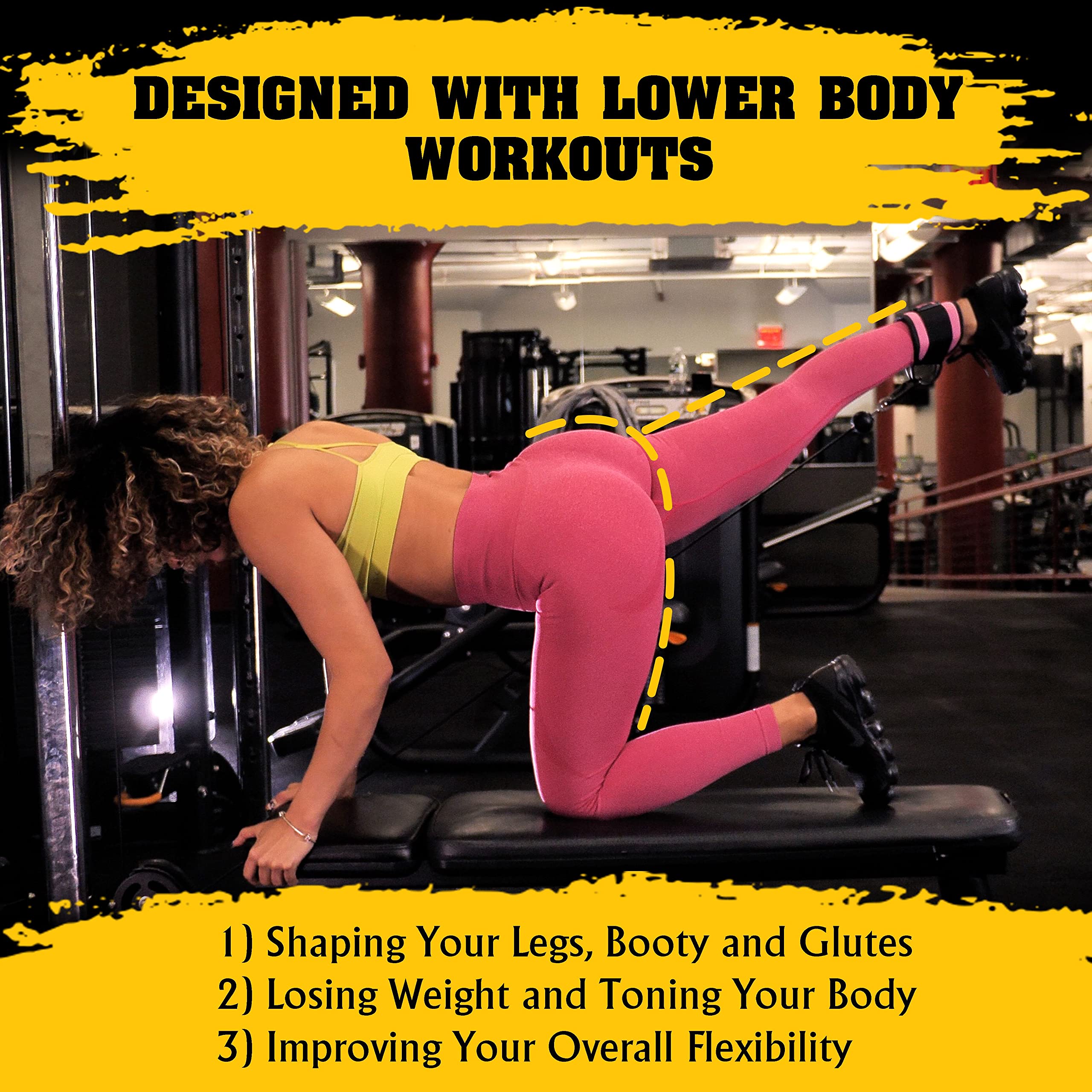 Body Reapers Gym Ankle Strap For Cable Machine, Adjustable Ankle Straps For Working Out, Neoprene Padded For Glute Kickbacks & L
