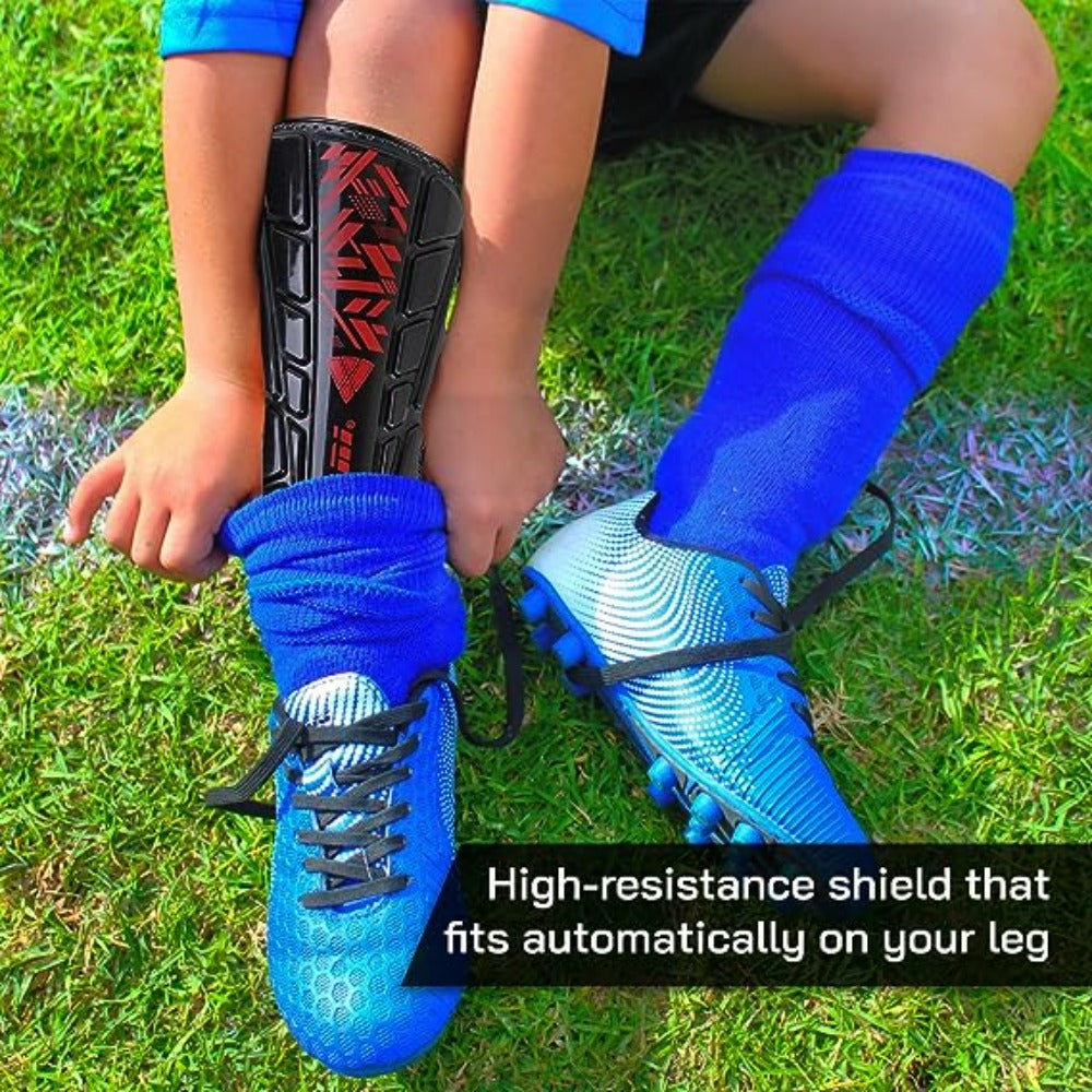 Malaga Soccer Shin Guard with Adjustable Straps-Black/Red - Vizari Sports