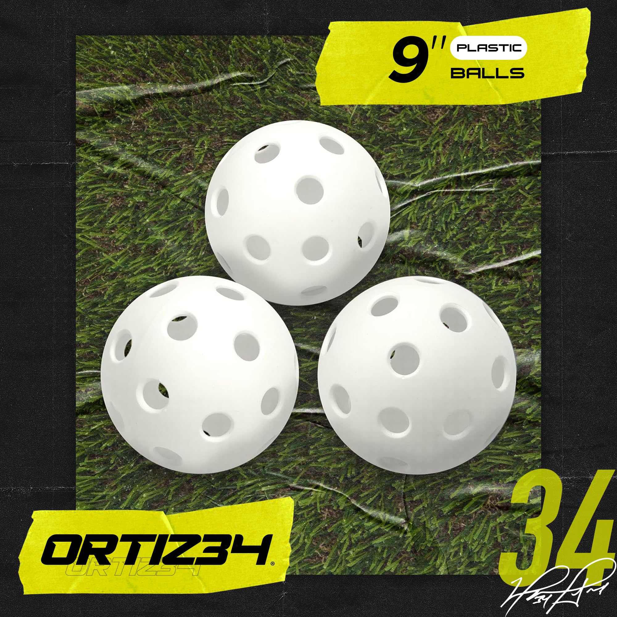 Ortiz34 Bat & Ball Set - Graffiti Plastic Bat & Ball Homerun Set- David Ortiz Backyard Baseball Set for Youth, Kids, Teenagers,