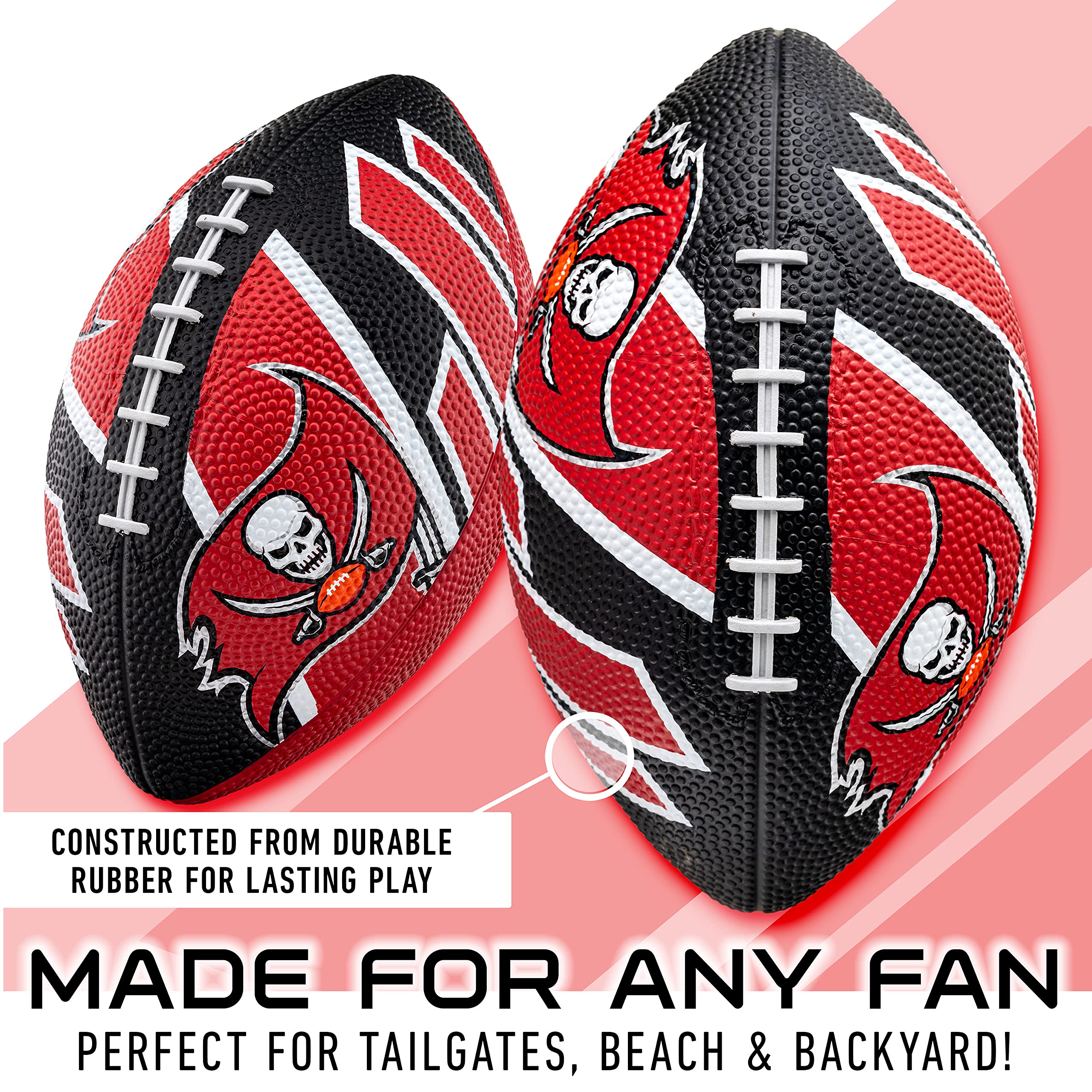 Franklin Sports Nfl Tampa Bay Buccaneers Football - Youth Football - Mini 8.5'' Rubber Ball - Perfect For Kids - Team Logos And