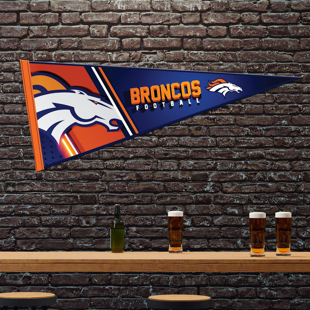 Rico Industries Nfl Football Denver Broncos Primary 12'' X 30'' Felt Wall D  Cor Pennant - Great For Home/Bed Room/Man Cave D  C