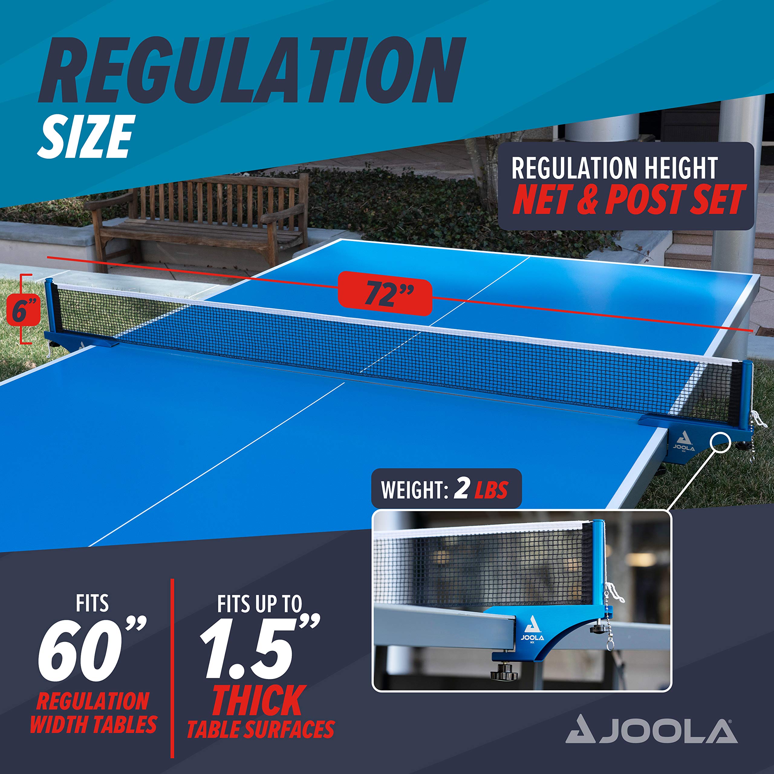 Joola Professional Grade Wx Aluminum Indoor & Outdoor Table Tennis Net And Post Set - Quick Setup - 72In Regulation Ping Pong Ne