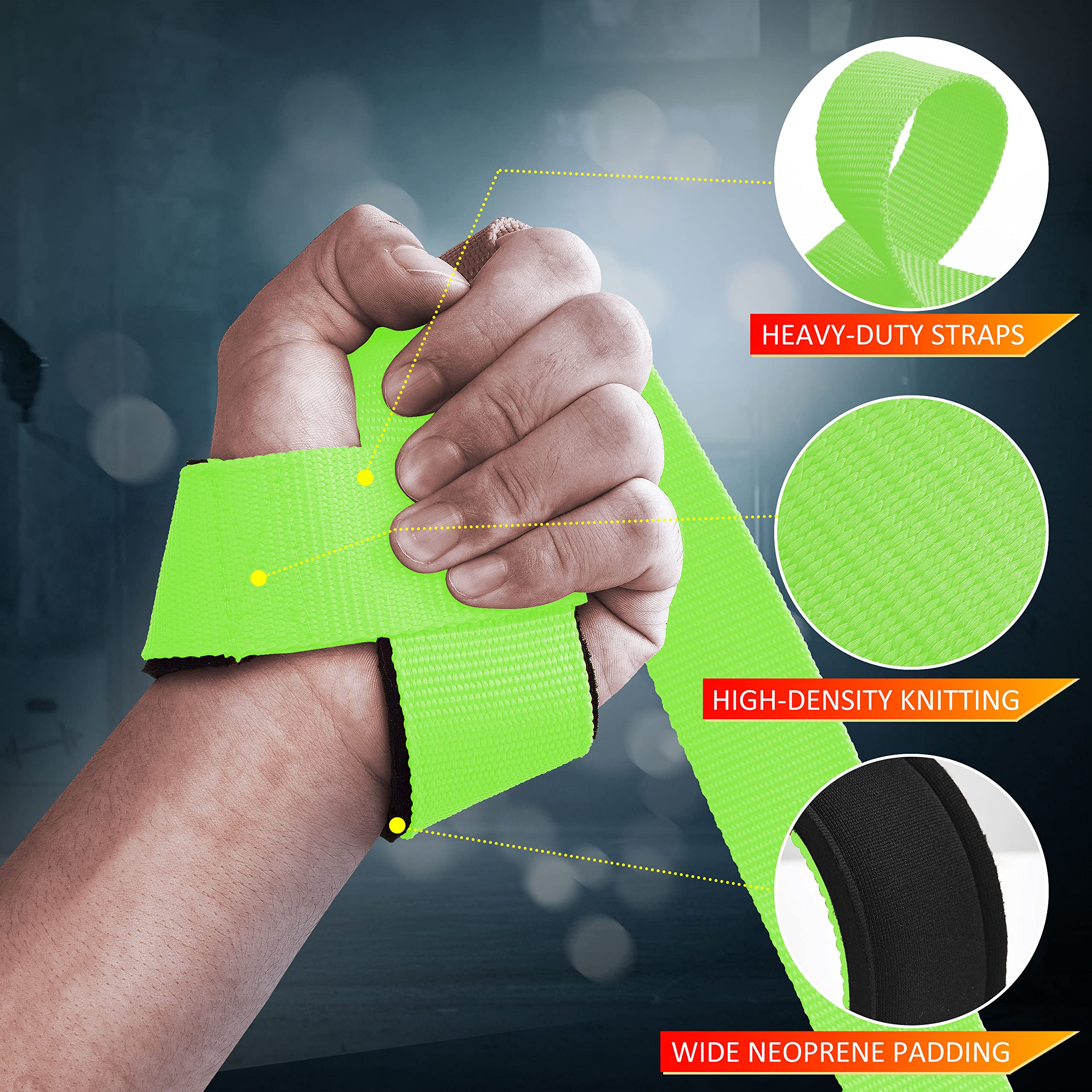 Ihuan Wrist Straps For Weight Lifting - Lifting Straps For Weightlifting | Gym Wrist Wraps With Extra Hand Grips Support For Str