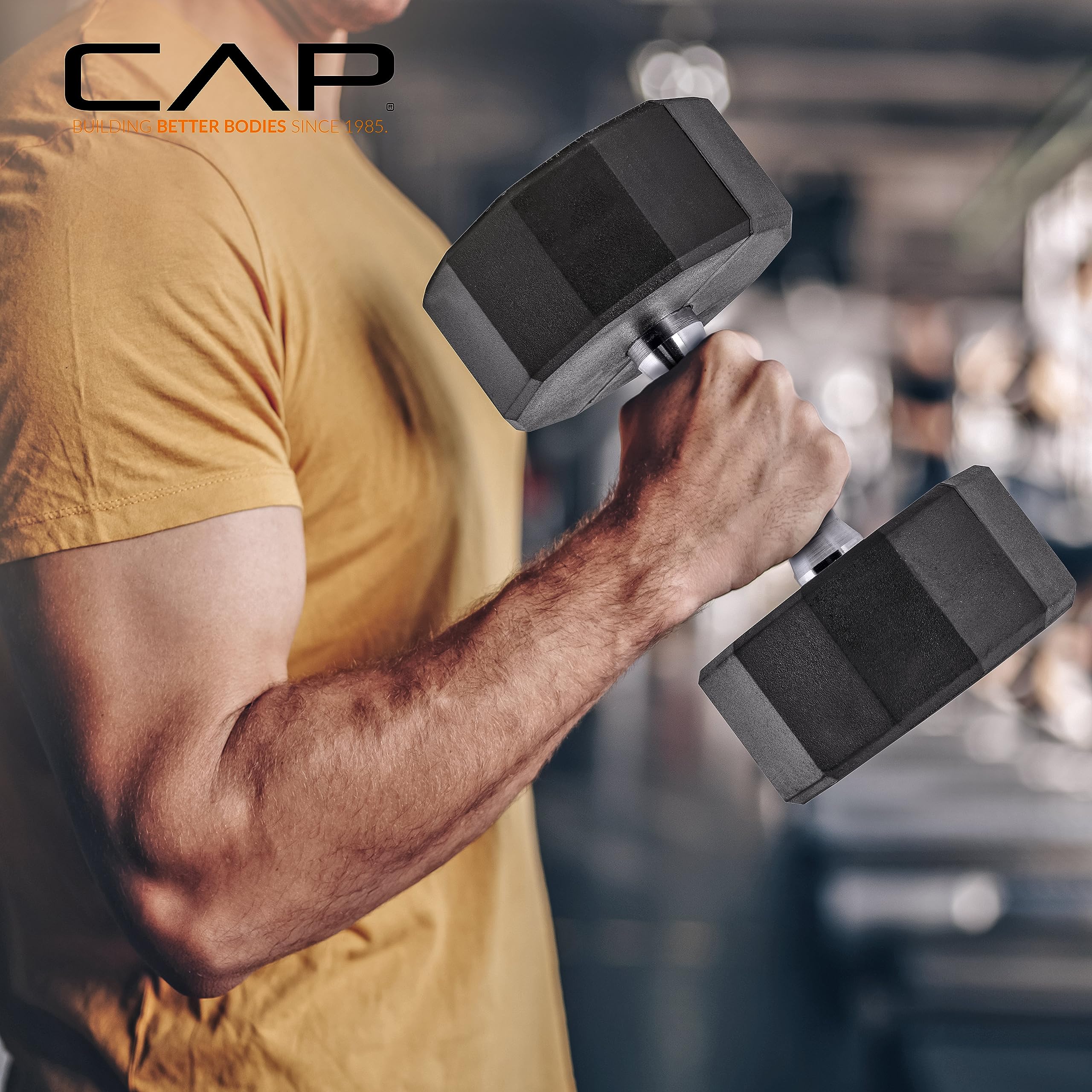 CAP Barbell 150 LB Chrome Handle Coated 12-Sided Dumbbell Set with Vertical Red Rack