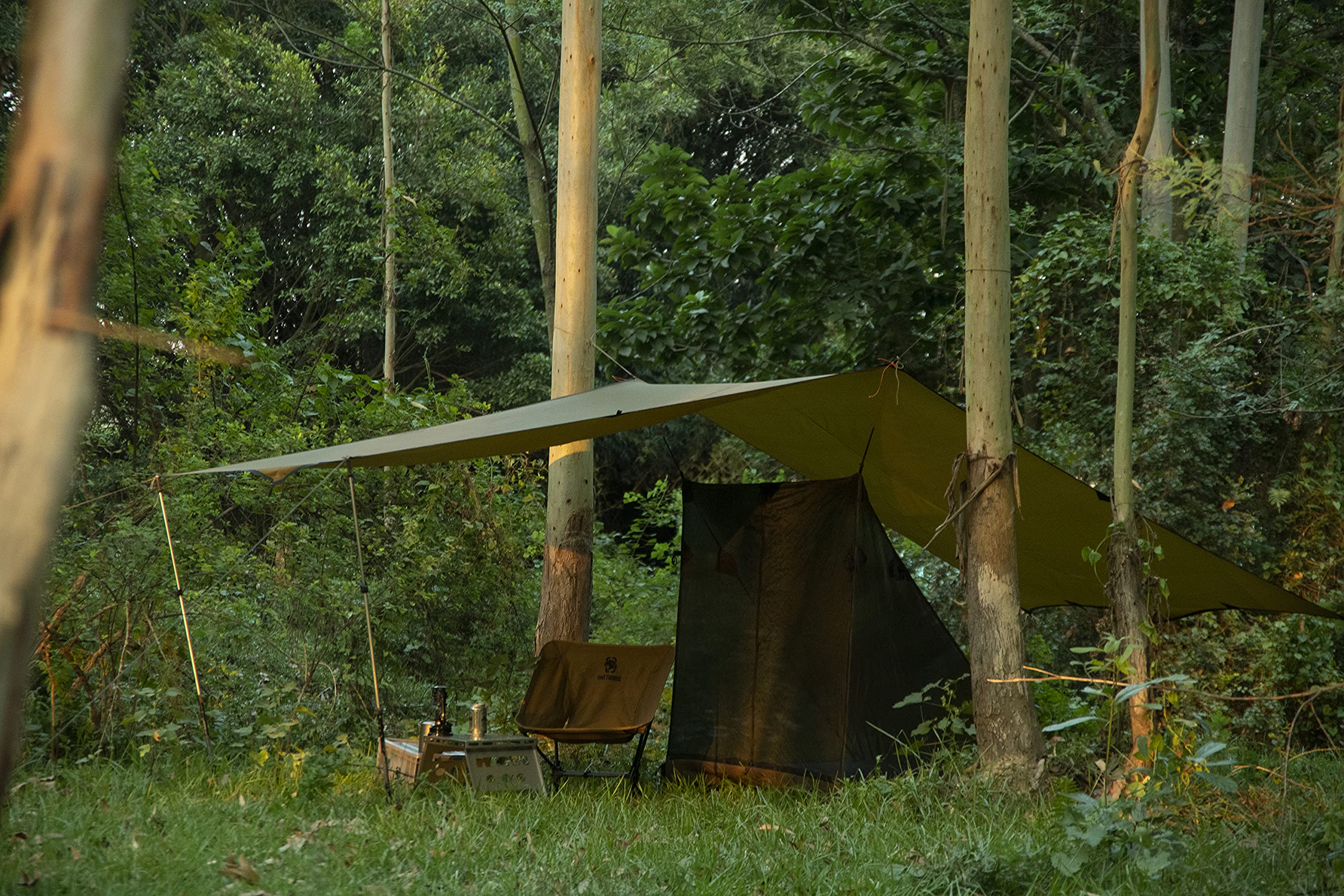 Onetigris Bulwark Camping Tarp, 100% Waterproof Bushcraft Shelter, Lightweight Hammock Rain Fly Portable Anti Uv Large 12.8Ft X