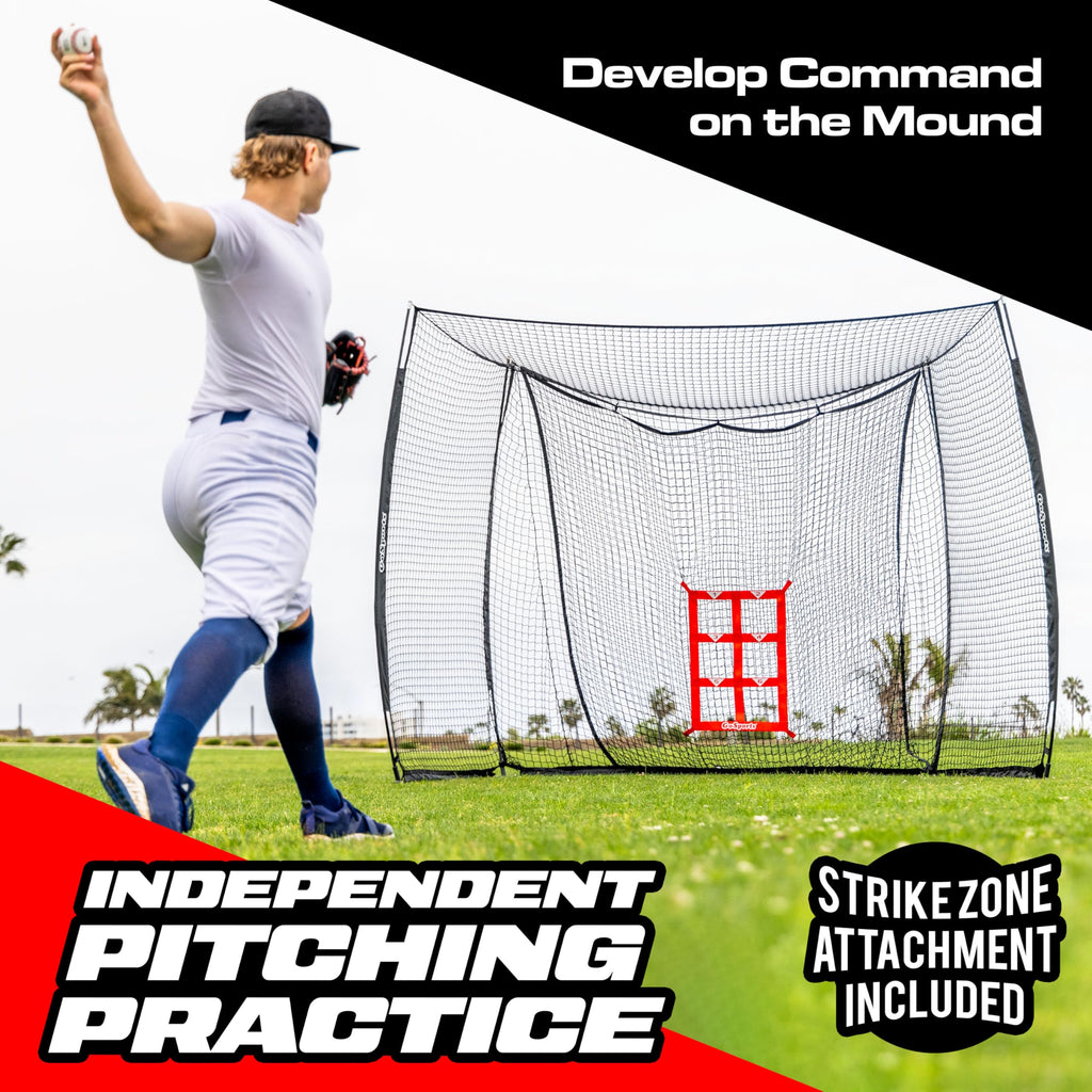 GoSports Baseball & Softball Portable Backstop Practice Net - 10 x 8 ft Hitting & Pitching Net for Backyard