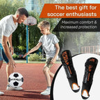 Malaga Soccer Shin Guard with Adjustable Straps-Black/N. Orange - Vizari Sports