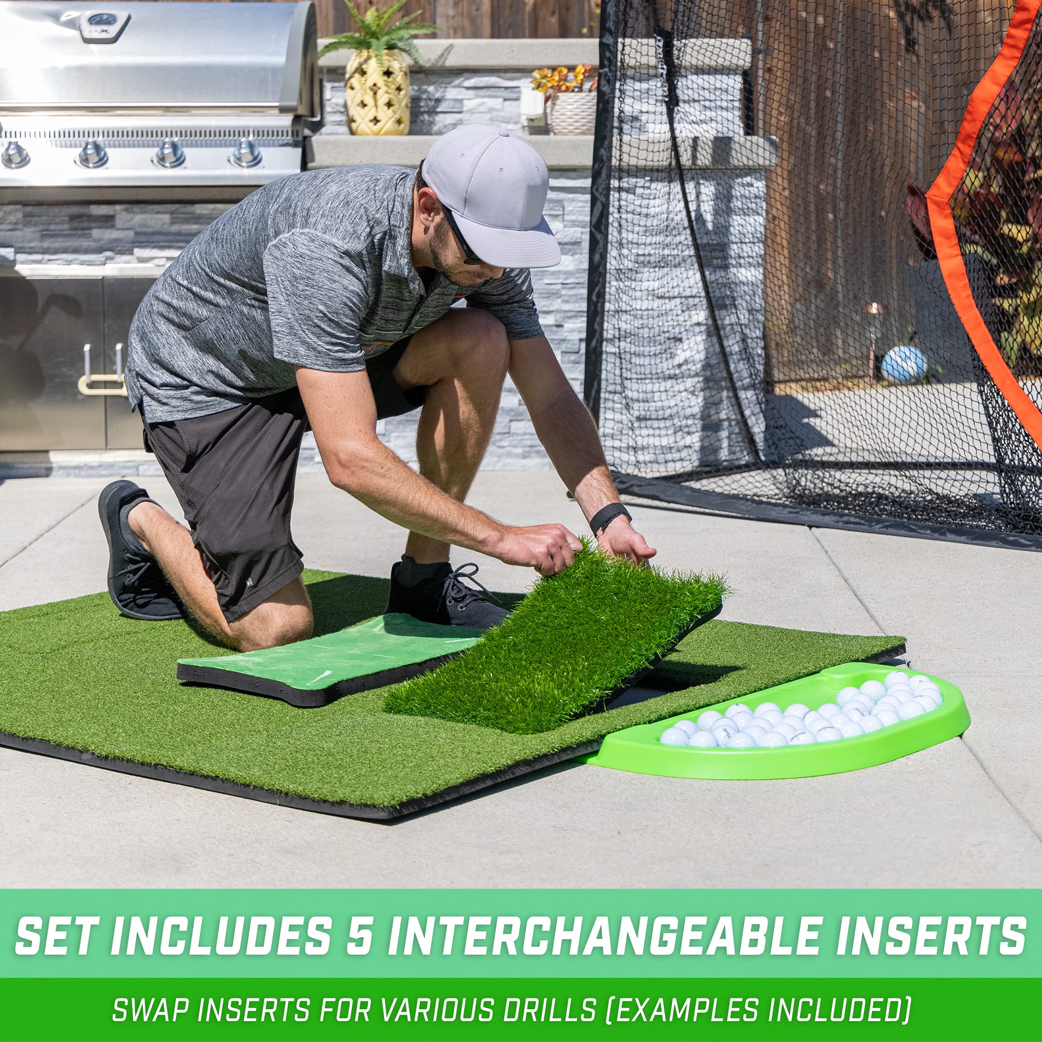 Gosports 5 Ft X 4 Ft Pro Golf Practice Hitting Mat, Includes 5 Interchangeable Inserts For The Ultimate At-Home Instruction