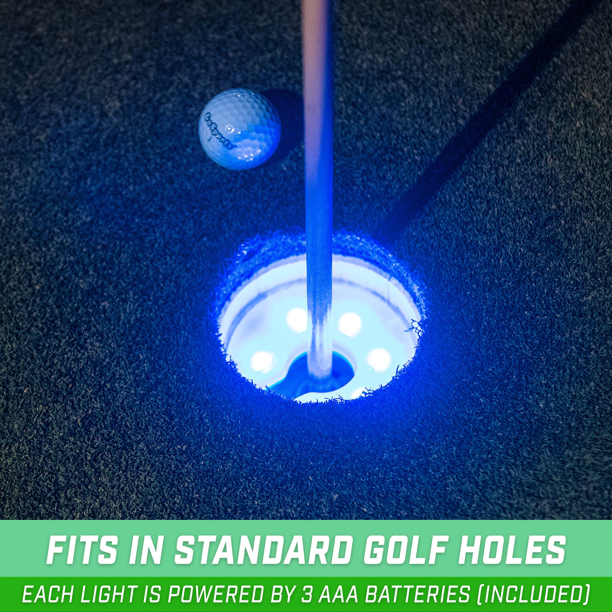 Gosports Light Up Golf Hole Lights 3 Pack - Great For Low Light Golf Play, Putting Practice, Chipping Practice And More