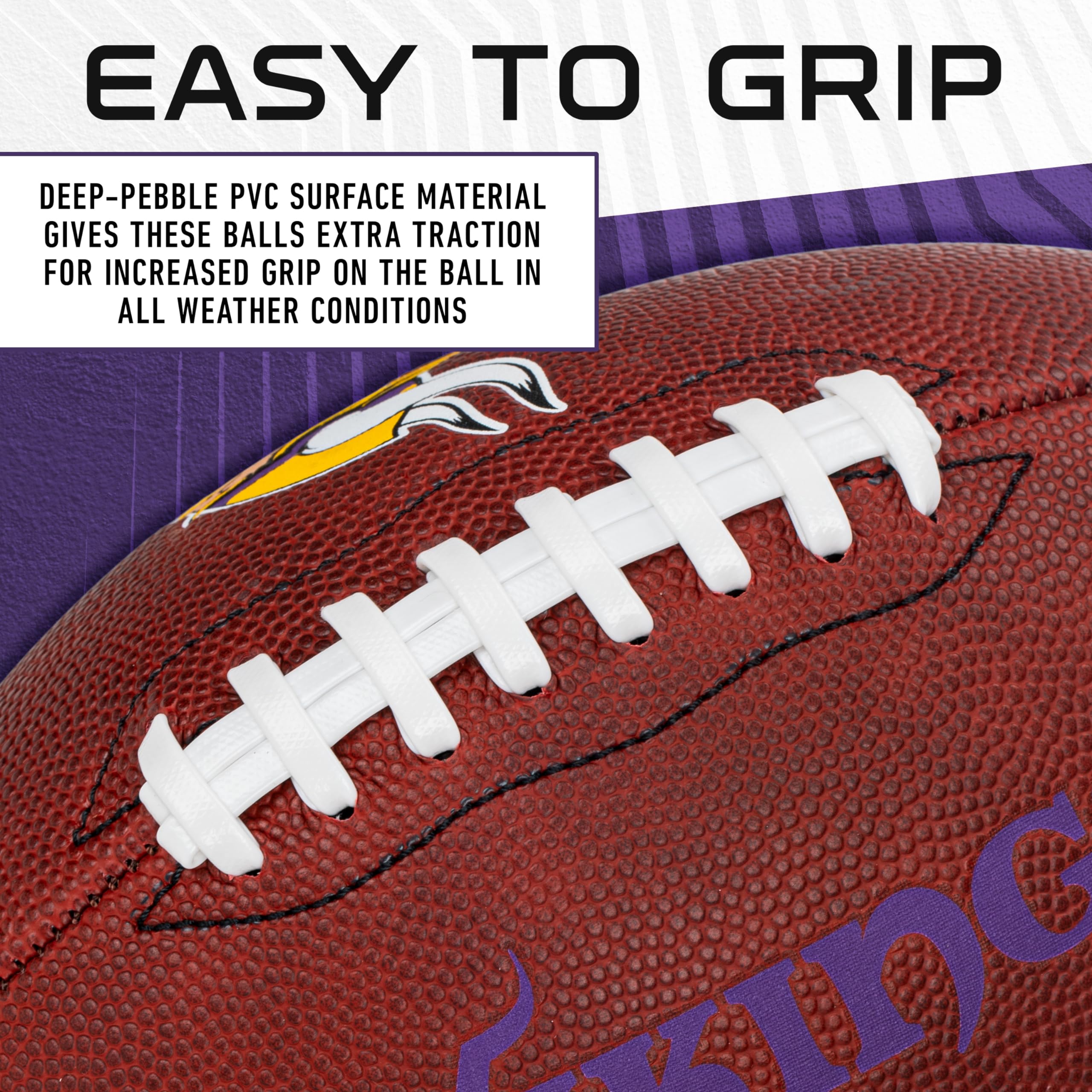Franklin Sports Nfl Minnesota Vikings Football - Youth Junior Size Football For Kids - Official Nfl Team Logo + Colors Youth Bal