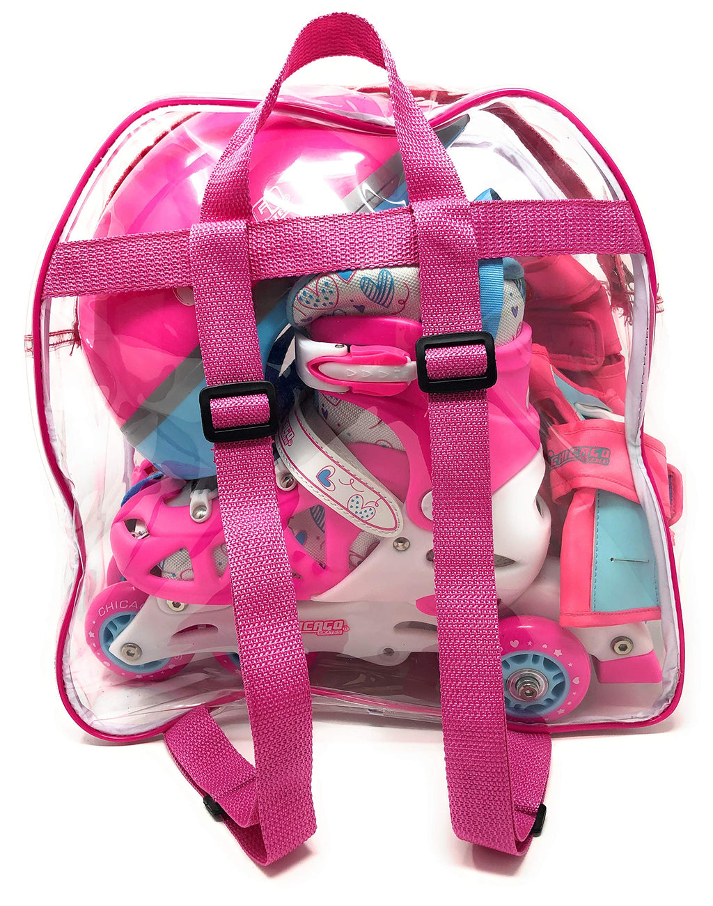 Chicago Skates Girls Inline Training Skate Combo Set - Pink/Purple - Medium Sizes 1-4