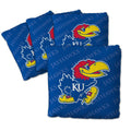 YouTheFan Officially-Licensed NCAA Kansas Jayhawks Set of 4 Cornhole Bags - All Weather Regulation 6    x 6    Size - 16oz Weigh