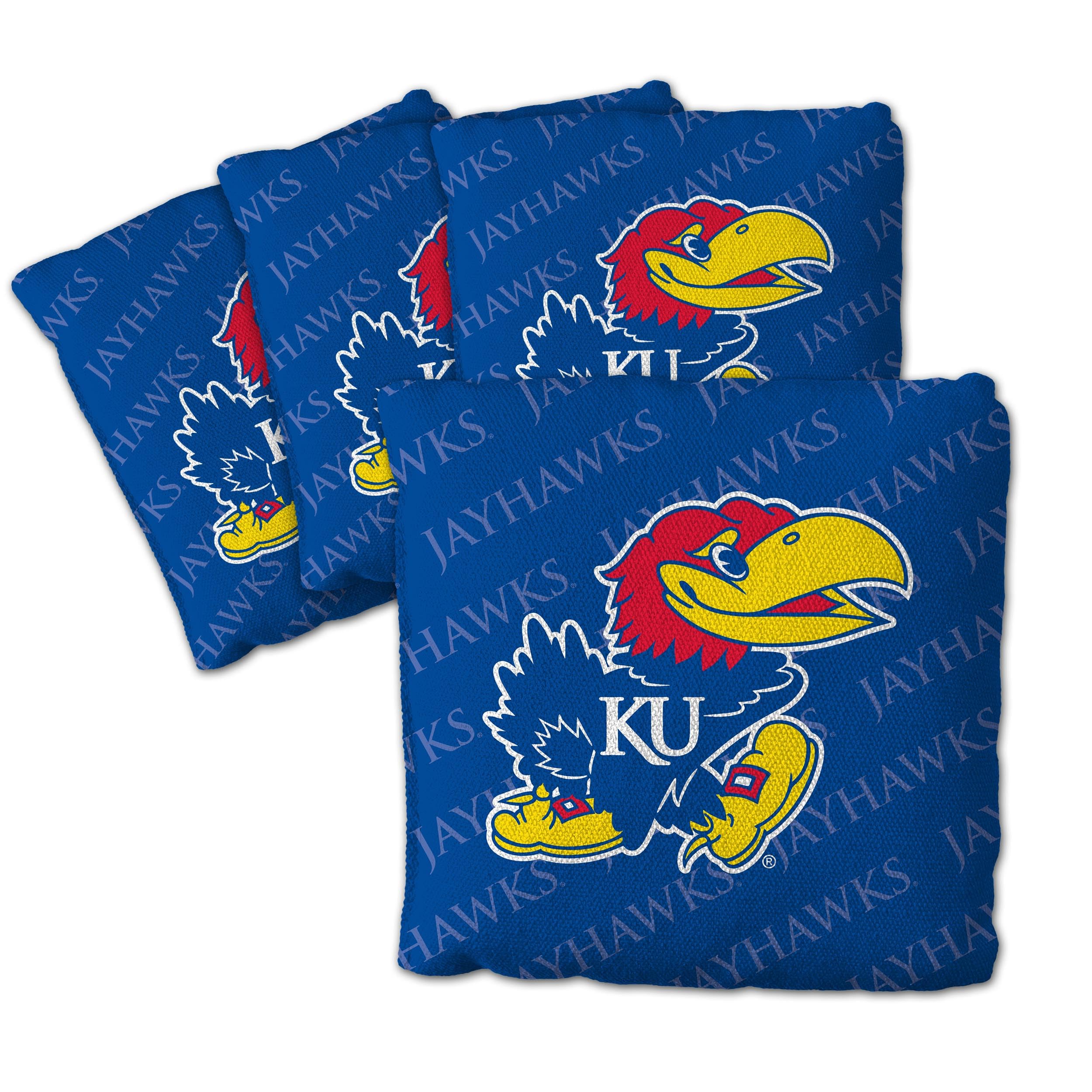 YouTheFan Officially-Licensed NCAA Kansas Jayhawks Set of 4 Cornhole Bags - All Weather Regulation 6    x 6    Size - 16oz Weigh