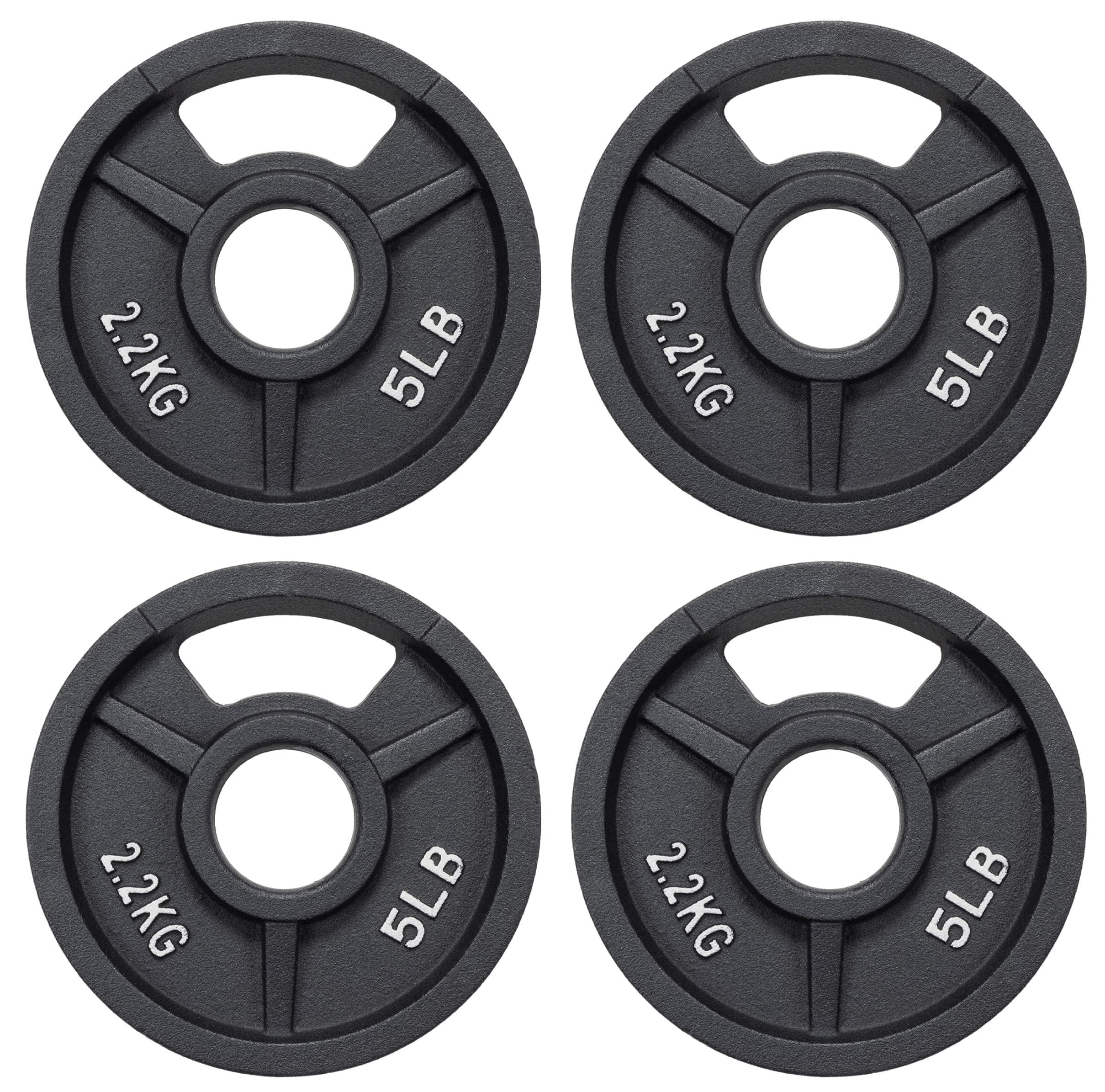 Fitvids Olympic Cast Iron 2-Inch Weight Plate for Strength Training & Weightlifting, 5LB Set of 4
