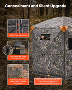 Vevor Hunting Blind, 6-7 Person Ground Blinds With Carrying Bag, Portable Camouflage Tent, Reinforced Durable Concealed Shelter