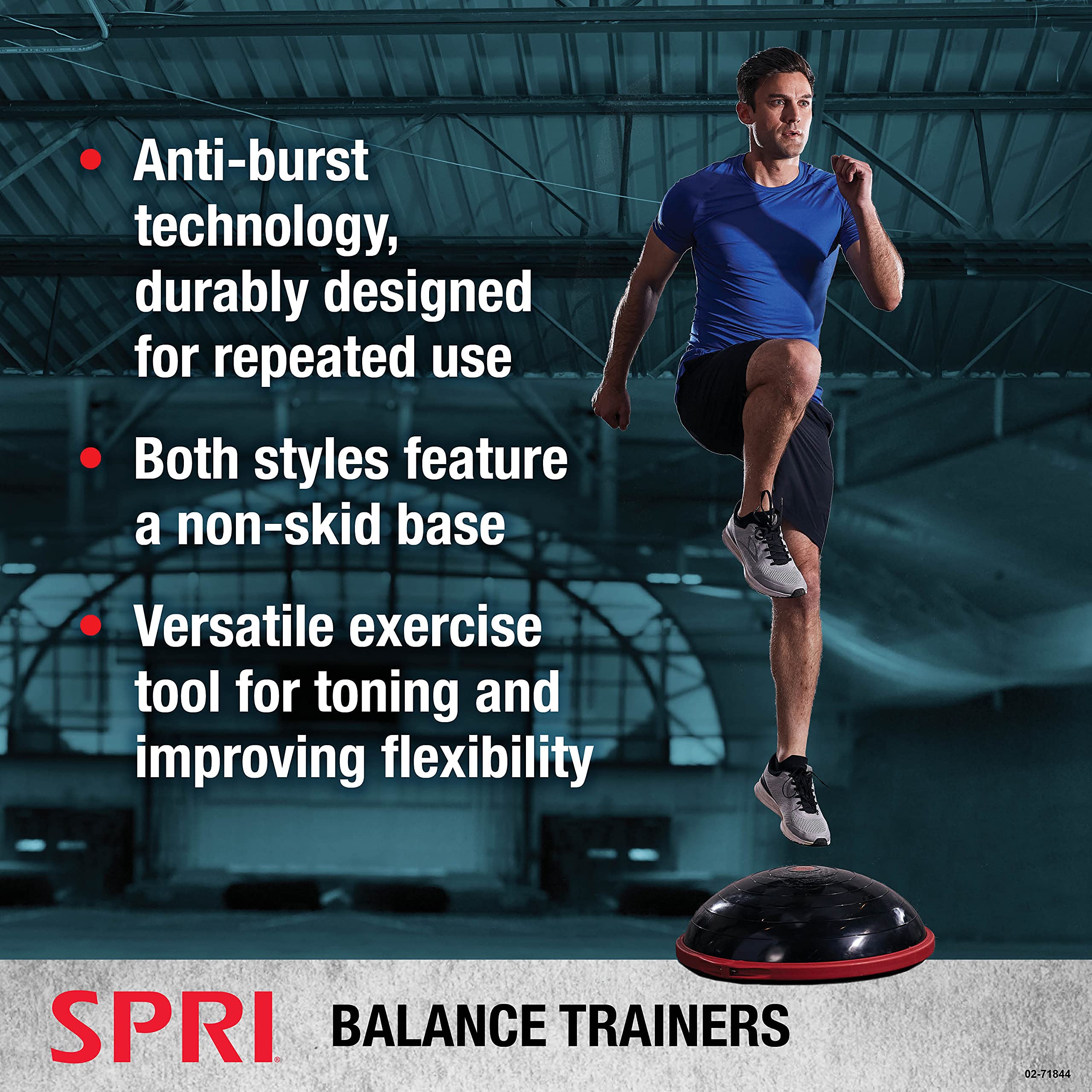 SPRI Balance Trainer Pro - Dome Shape Half-Exercise Ball with Non-Skid Base - For Balance Training, Strength Building, Toning, a