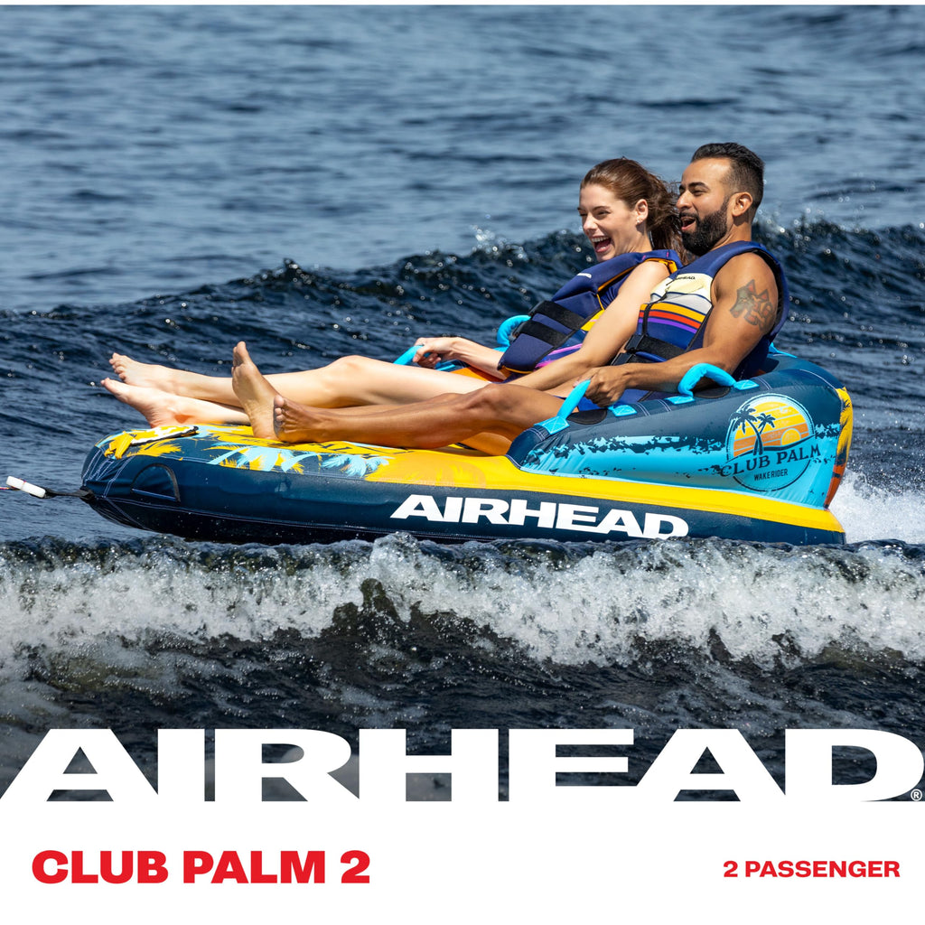 Airhead Club Palm Inflatable Towable Tube, 1-2 Rider, Dual Tow Points, Patented Speed Valve, Boat Tubes and Towables