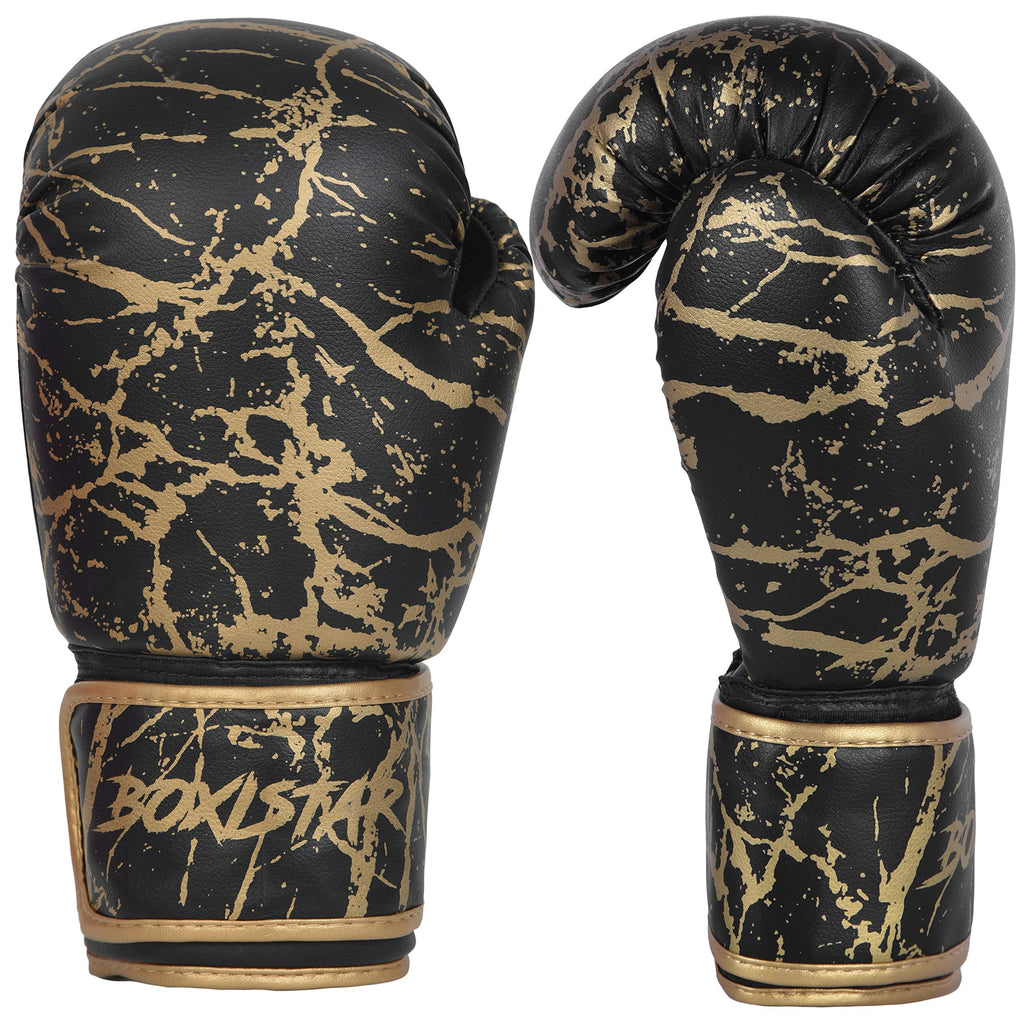 Boxing Training Sparring Kickboxing Punching Heavy Bag Muay Thai Mitts Mma Gloves For Youth, Men & Women (Black/Gold, 16 Oz)