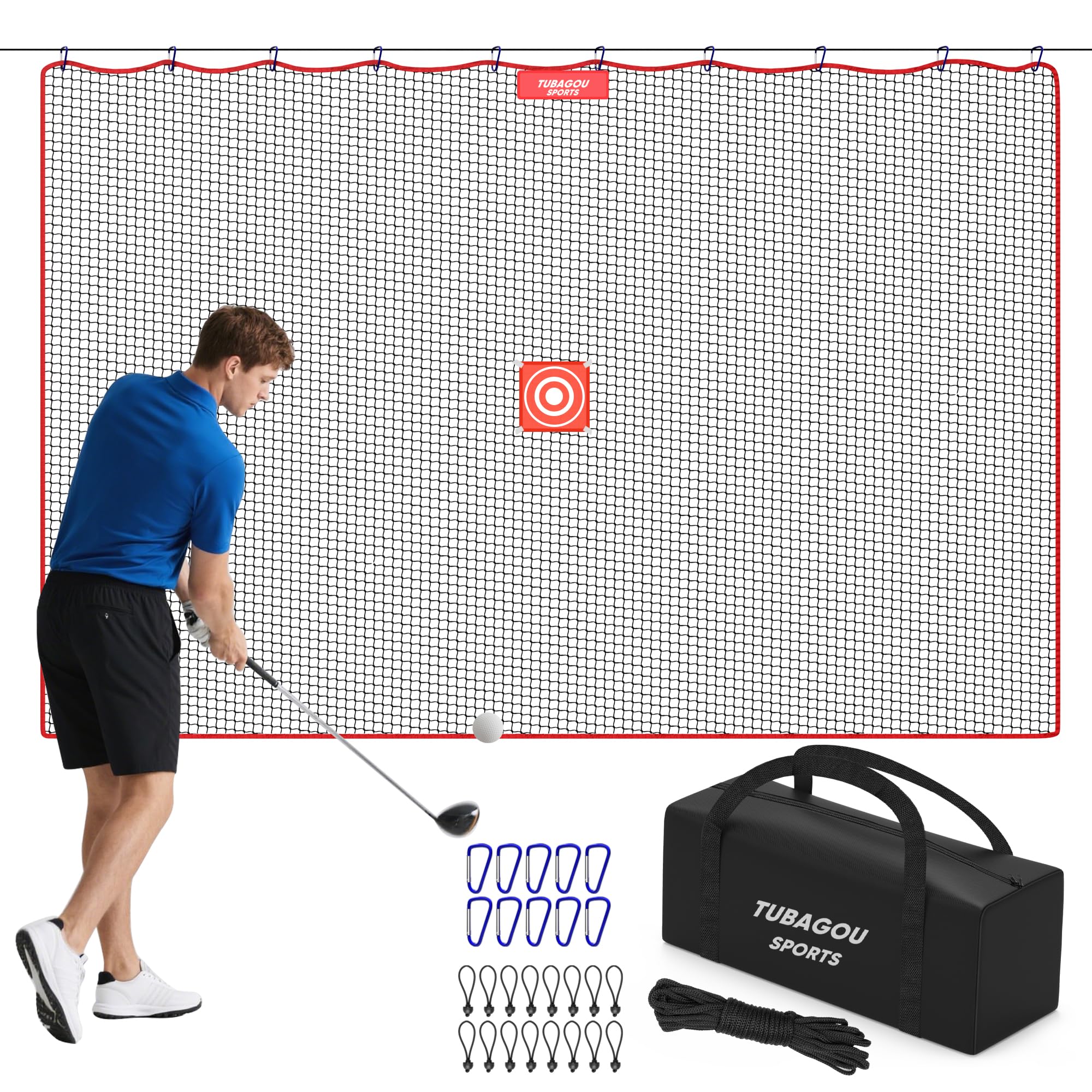 Golf Practice Net, Heavy-Duty Multi Sports Netting Barrier 10FT | 15FT |20FT |25FT Golf Hitting Net for Garage, Ideal for Backya