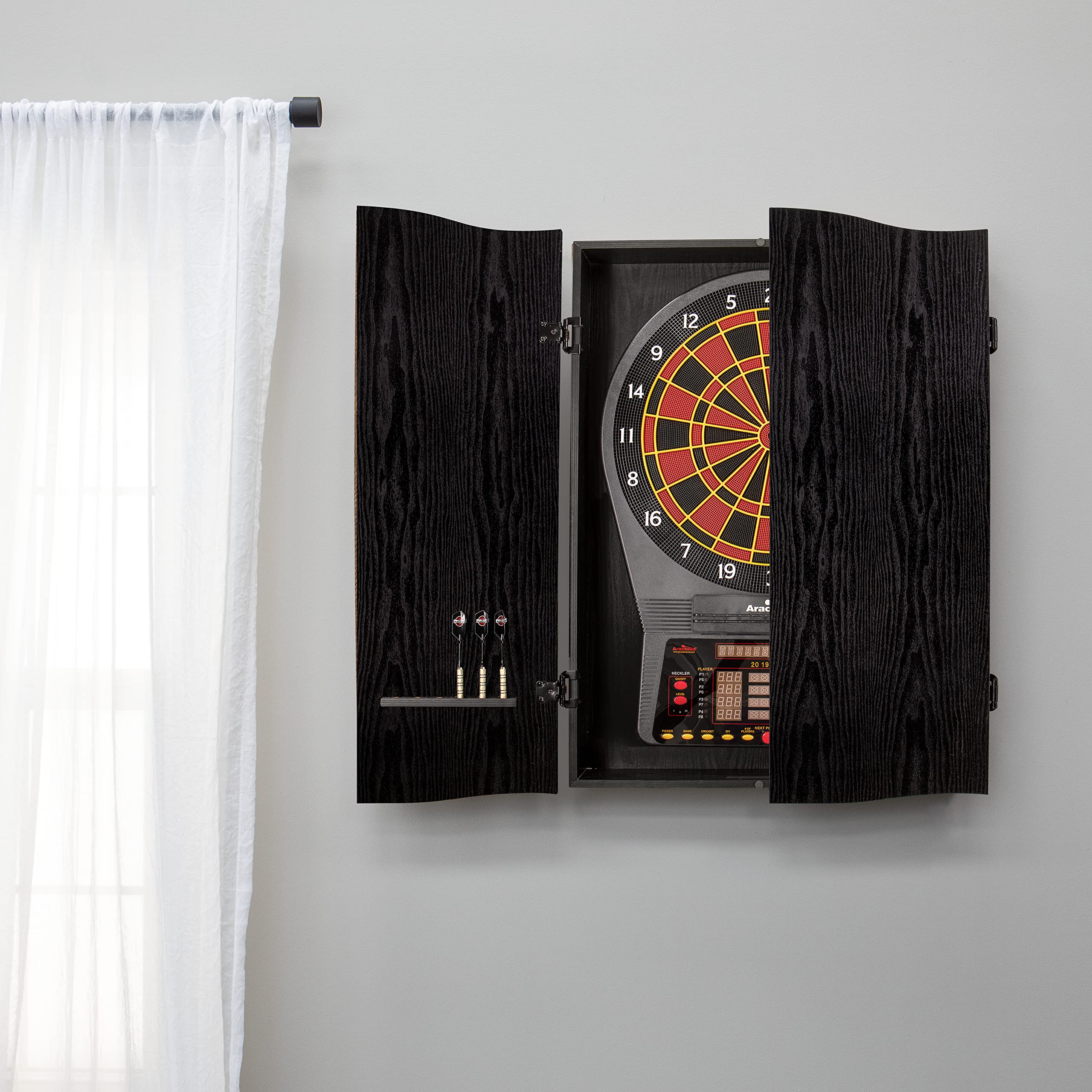 Dmi Sports Black Cricketpro Dartboard Cabinet  Designed For Arachnid 15.5Cricketpro 900, 800, 750, 650 Electronic Dartboards  Do
