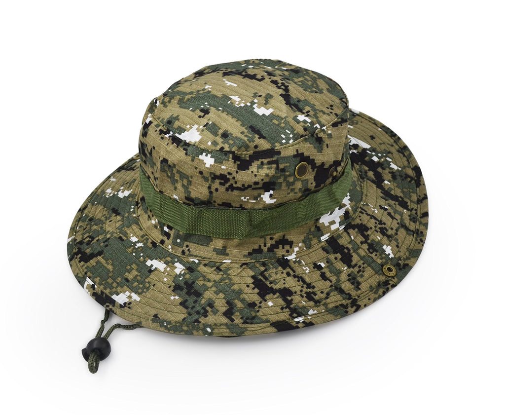 Outdoor Wide Brim Sun Protect Hat, Classic Us Combat Army Style Bush Jungle Sun Cap For Fishing Hunting Camping Green Digital Ac