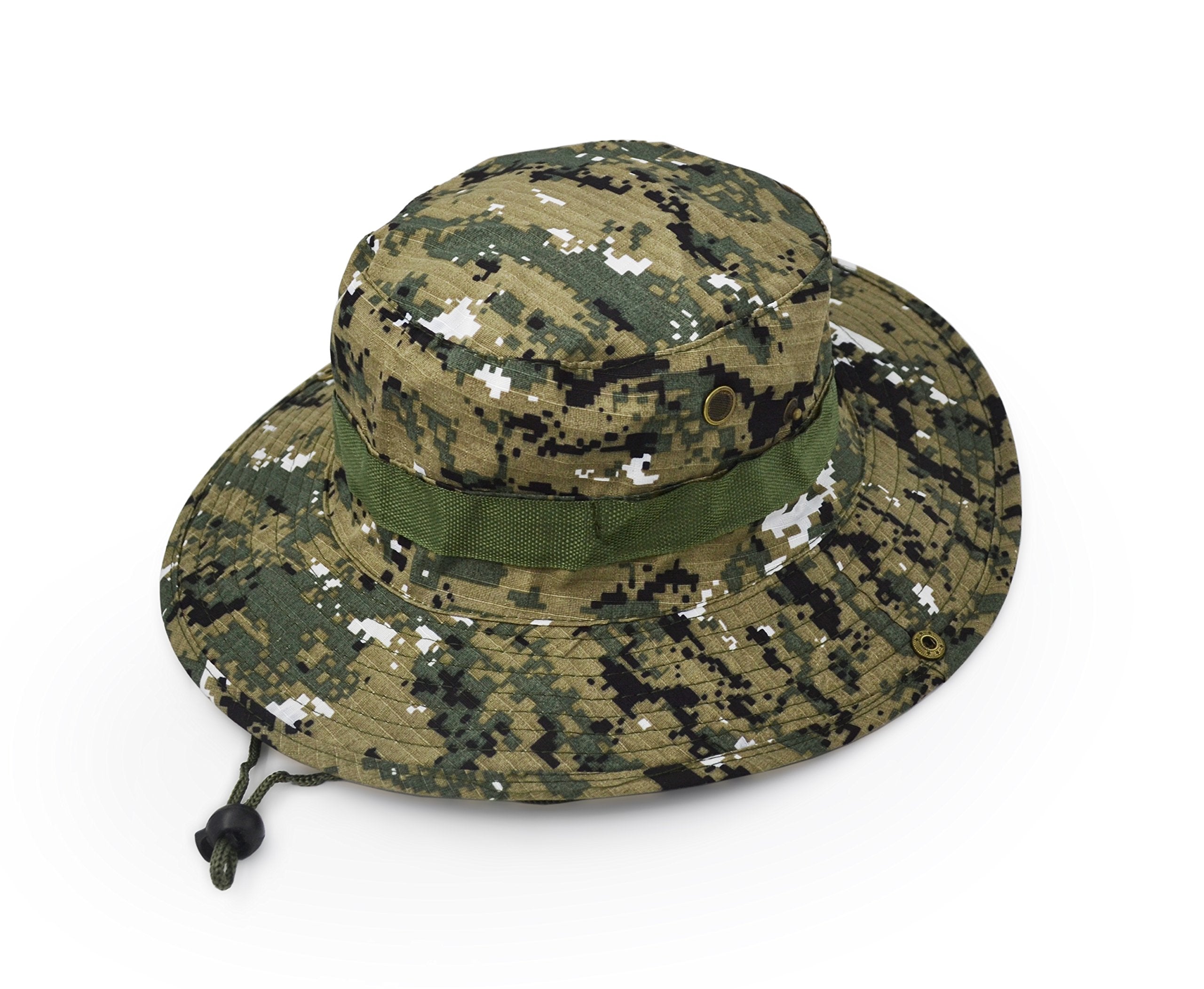 Outdoor Wide Brim Sun Protect Hat, Classic Us Combat Army Style Bush Jungle Sun Cap For Fishing Hunting Camping Green Digital Ac
