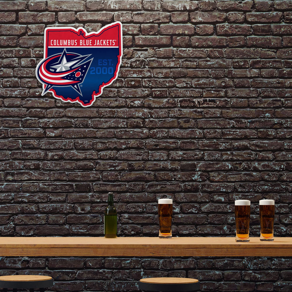 Rico Industries Nhl Columbus Blue Jackets State Shape Shape Cut Pennant - Home And Living Room D  Cor - Soft Felt Ez To Hang, 18
