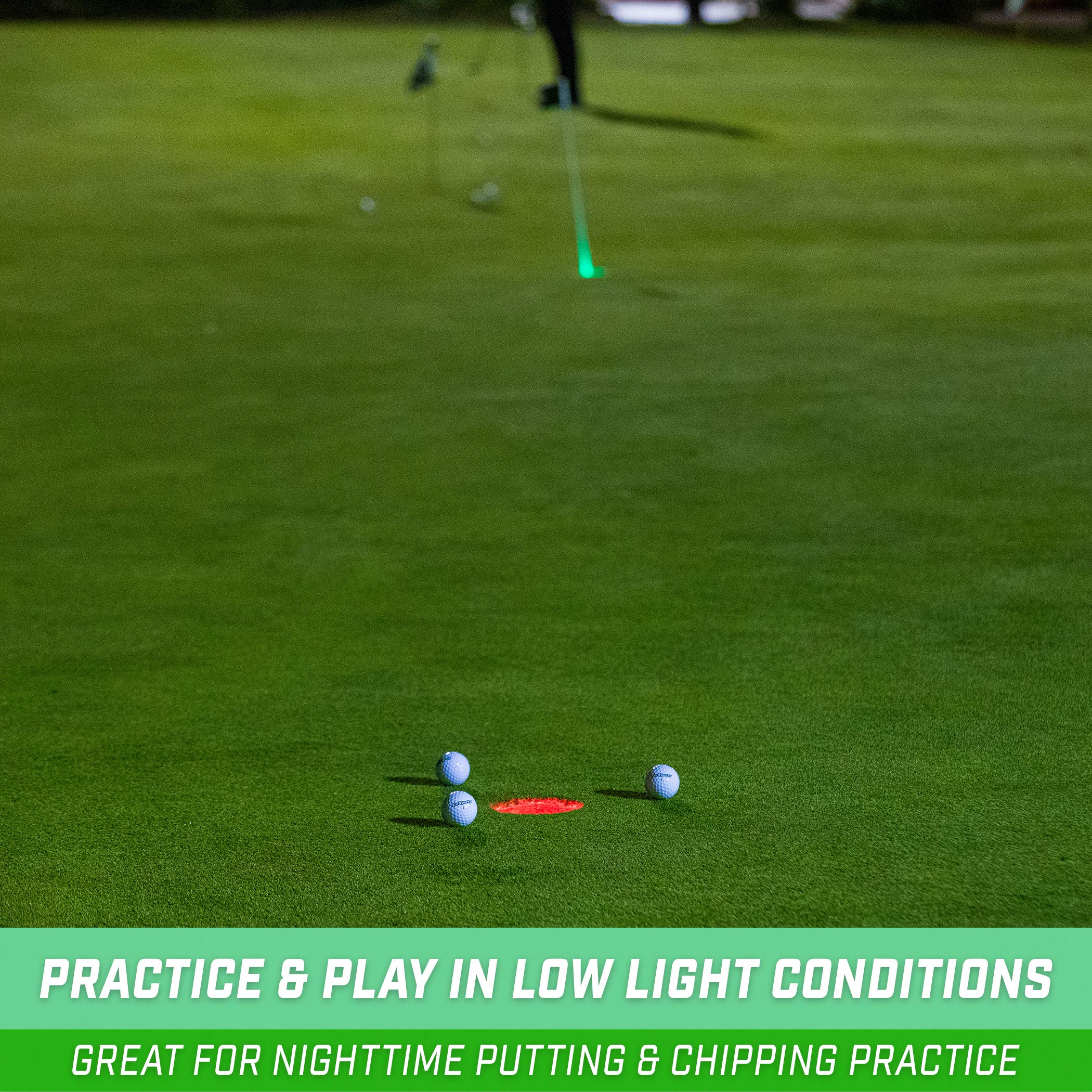 Gosports Light Up Golf Hole Lights 3 Pack - Great For Low Light Golf Play, Putting Practice, Chipping Practice And More